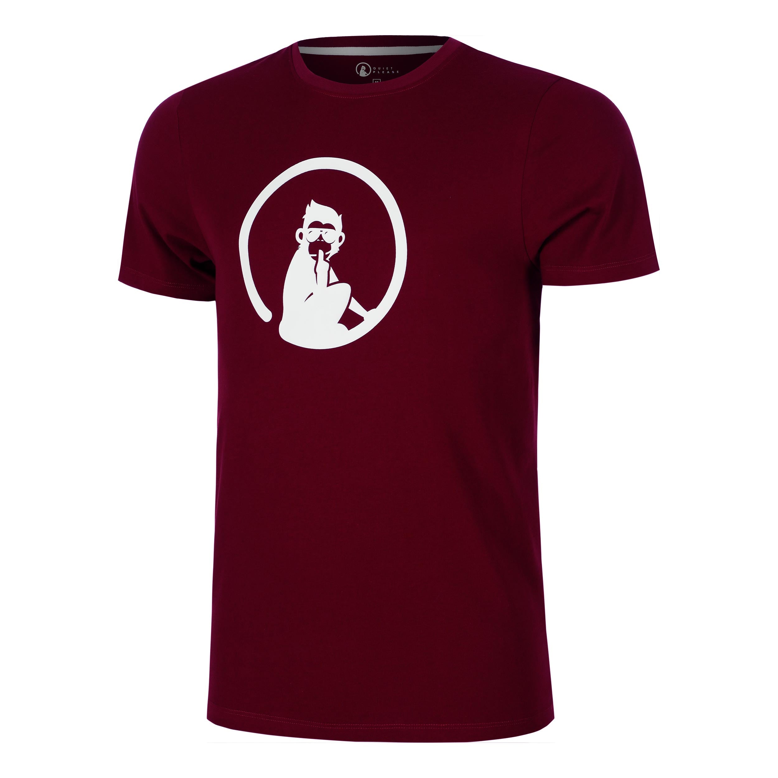 Quiet Please Create Trainings T - Shirt Herren Weinrot, Weiß