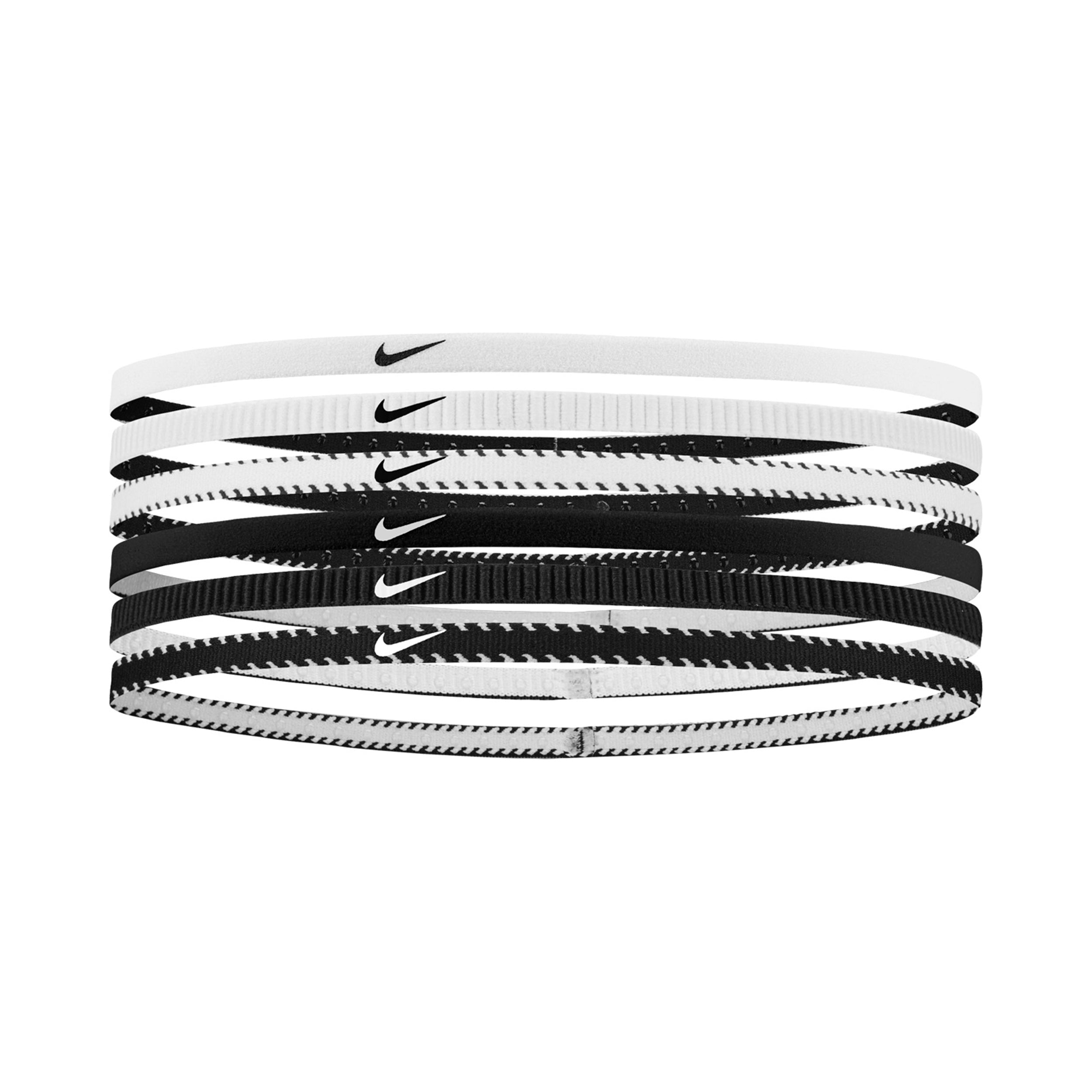 Nike Flex Classic Slim Haarband 6er Pack - Weiß, Schwarz