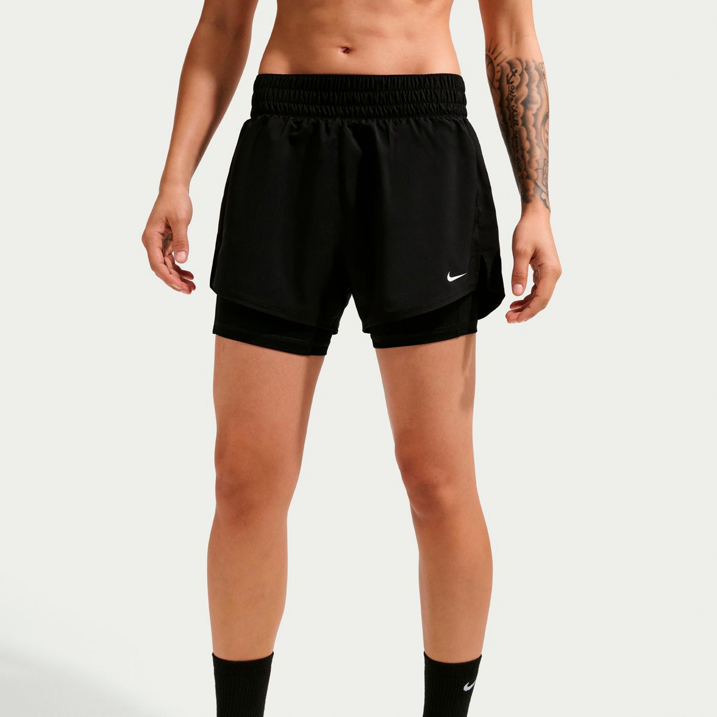Nike Dri - Fit One Mid Rise 2in1 3in Shorts Damen Schwarz, Weiß