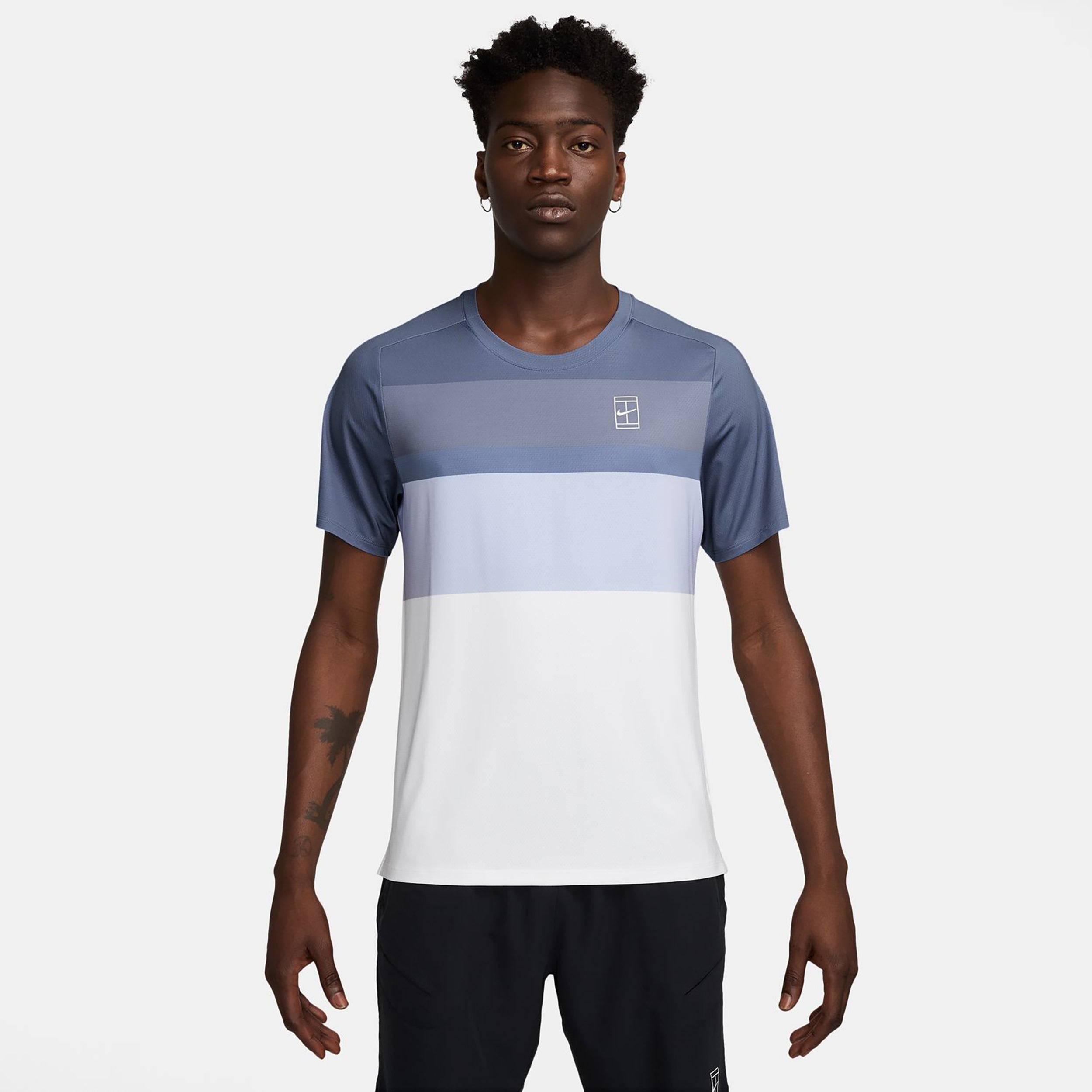 Nike Court Dri - Fit Advantage Print T Shirt Herren Blaugrau