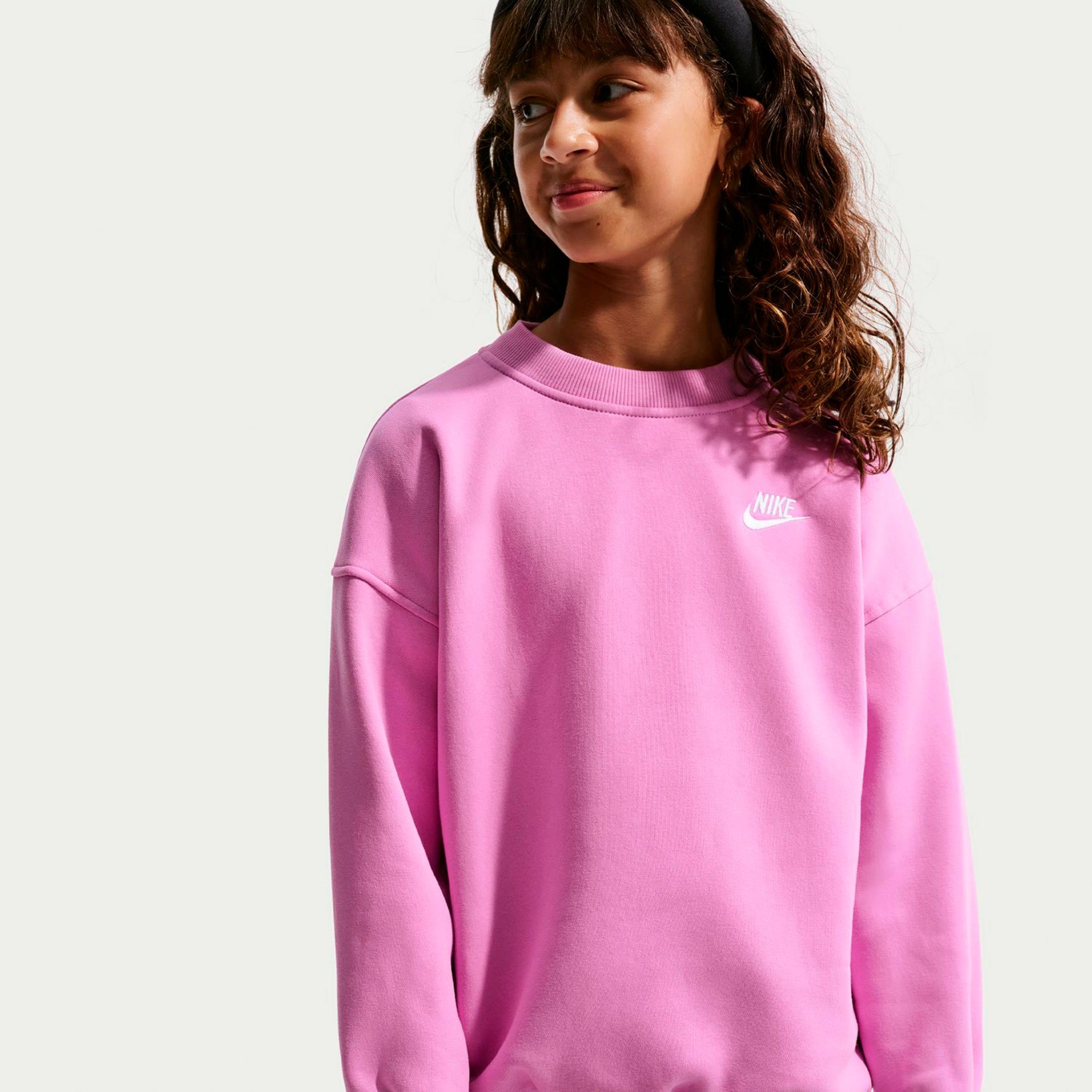 Nike Sportswear Club Fleece Oversized Crew Sweatshirt Kinder - Flieder, Weiß