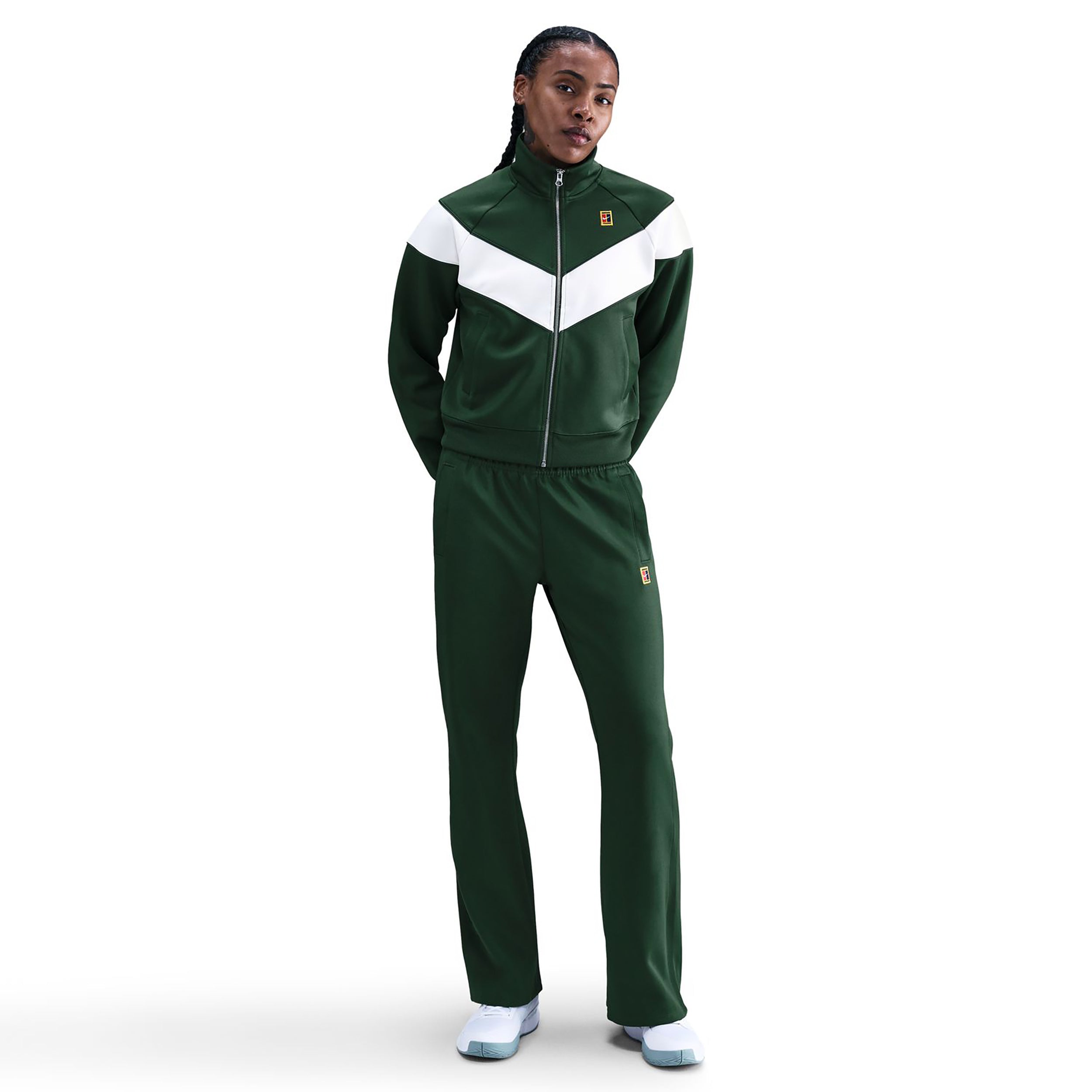 Nike Court Polyknit High Rise Trainingshose Damen - Dunkelgrün