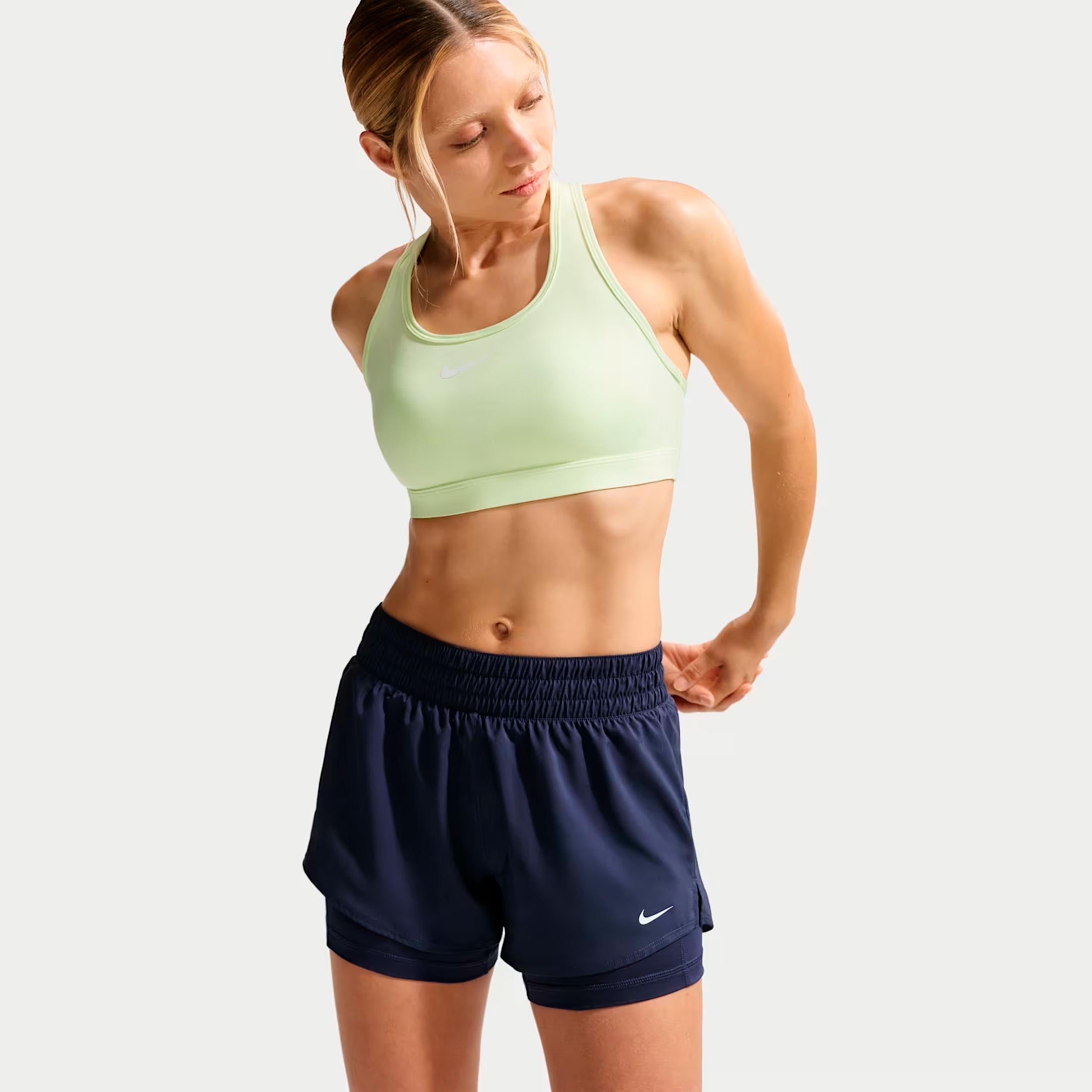 Nike Dri - Fit One Mid Rise 2in1 3in Shorts Damen Dunkelblau, Weiß