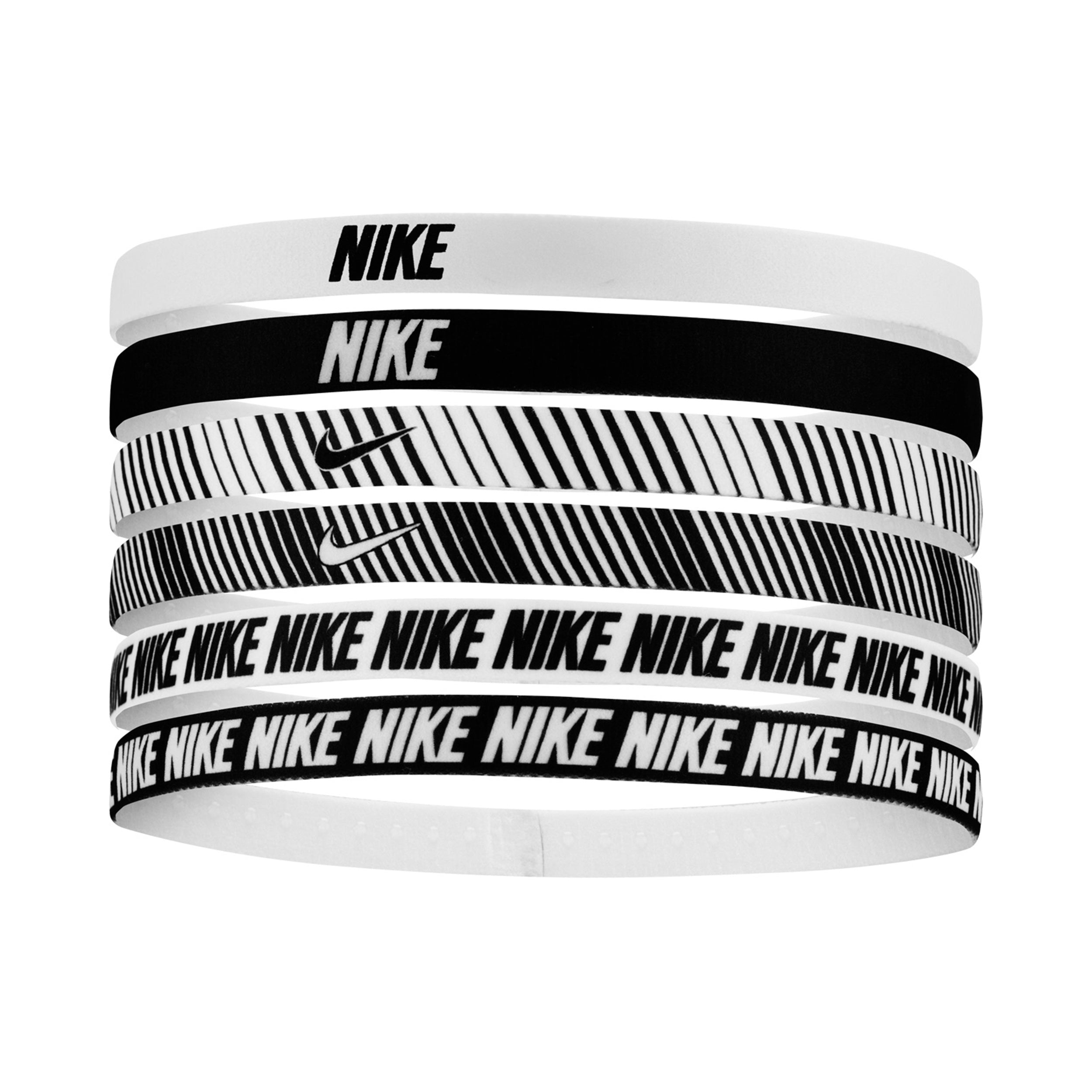 Nike Flex Classic Printed Haarband 6er Pack - Weiß, Schwarz