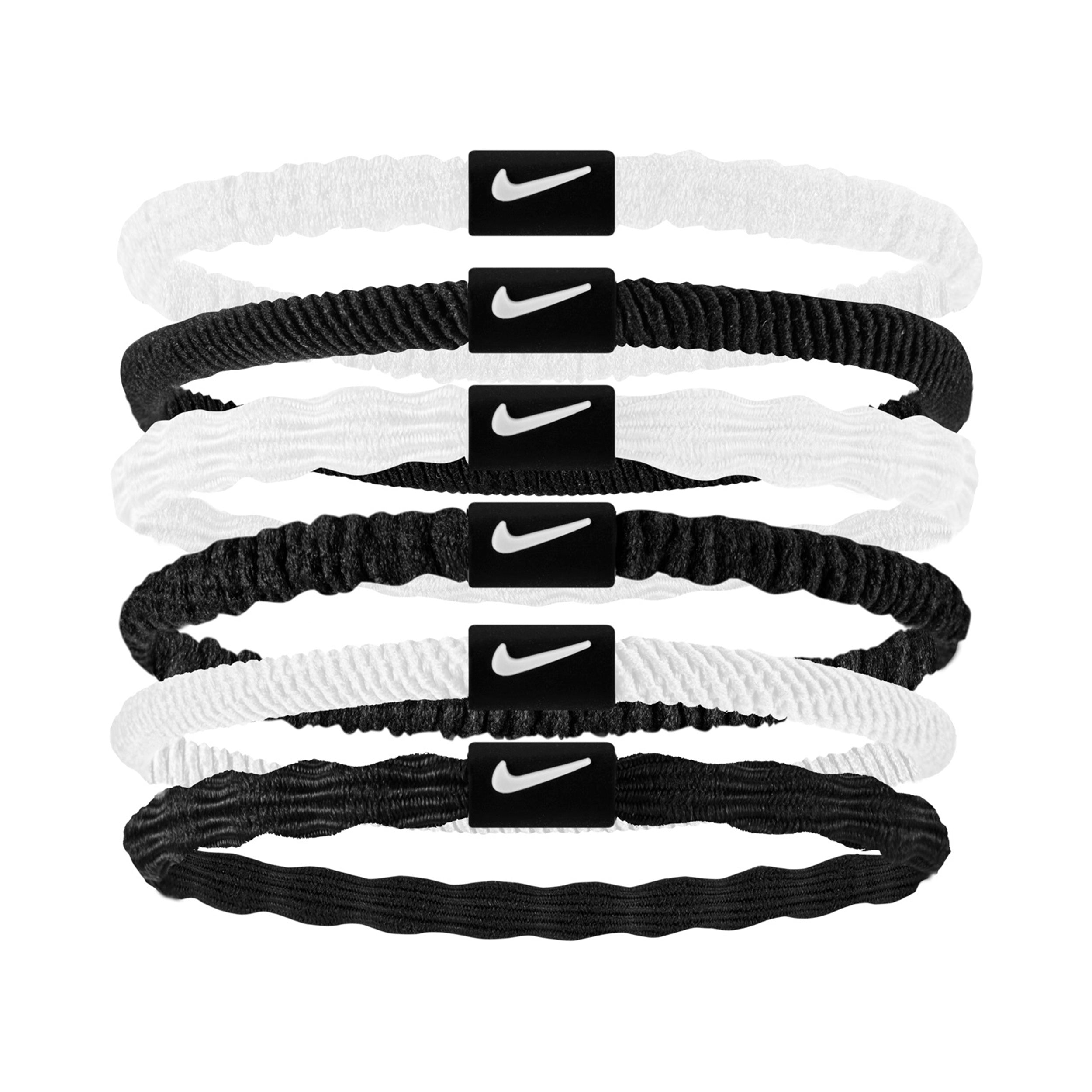Nike Flex Hair Tie Haarband 6er Pack - Weiß, Schwarz