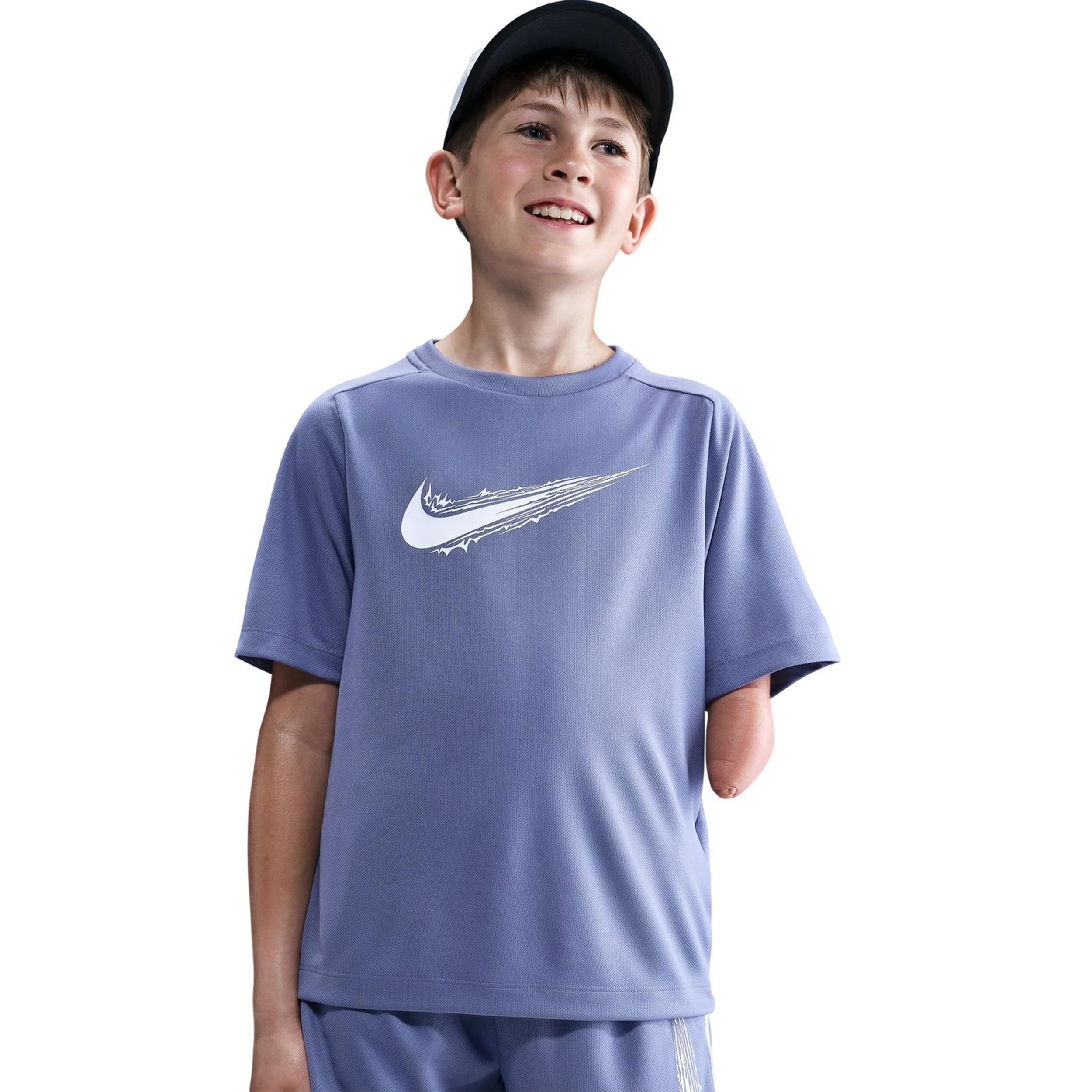 Nike Dri - Fit Multi T Shirt Kinder Blaugrau
