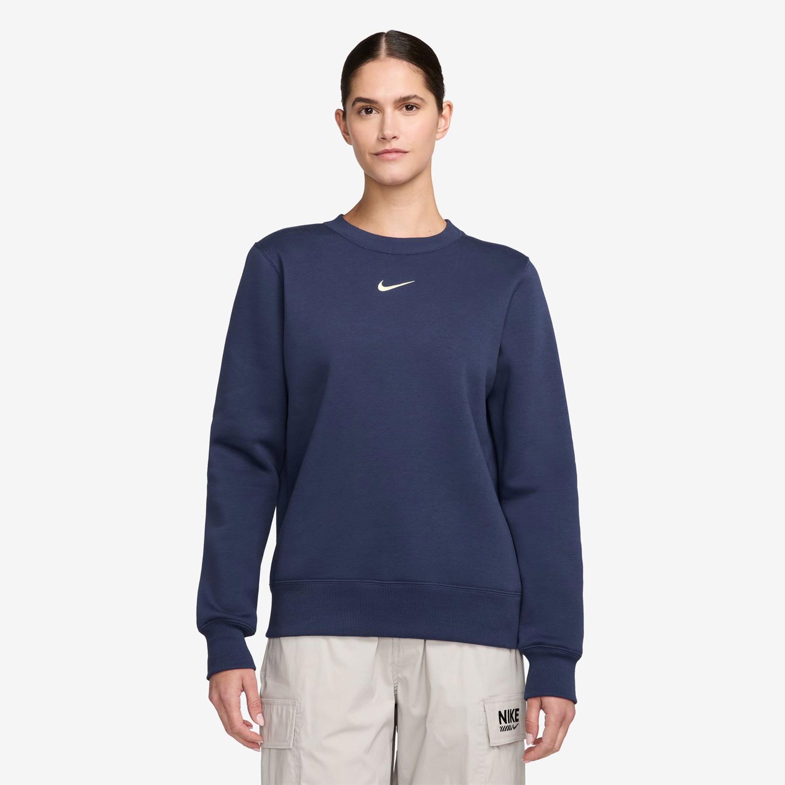 Nike Phoenix Fleece Crew Sweatshirt Damen - Dunkelblau, Creme