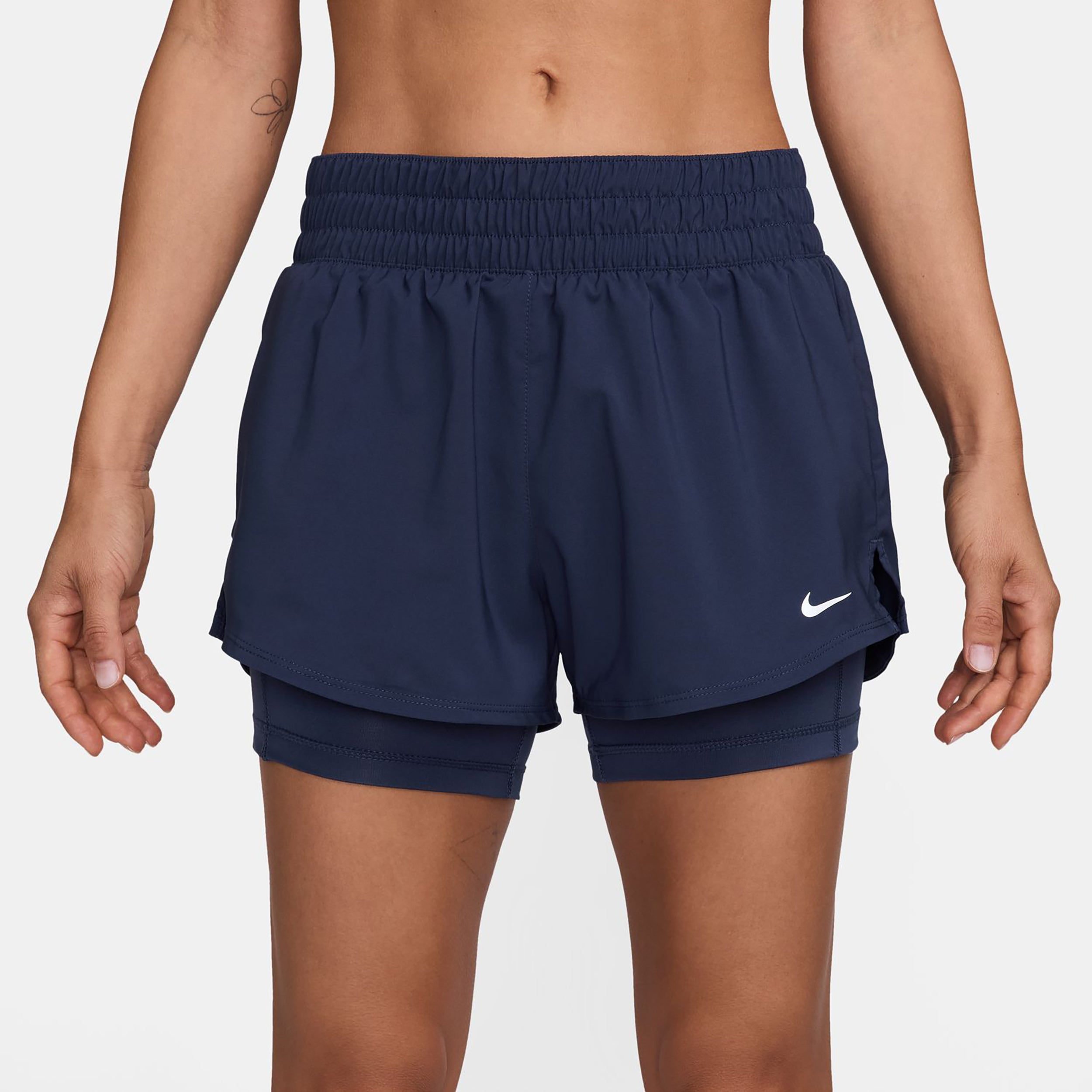 Nike One Dri - Fit Mid Rise 3in 2n1 Shorts Damen Dunkelblau
