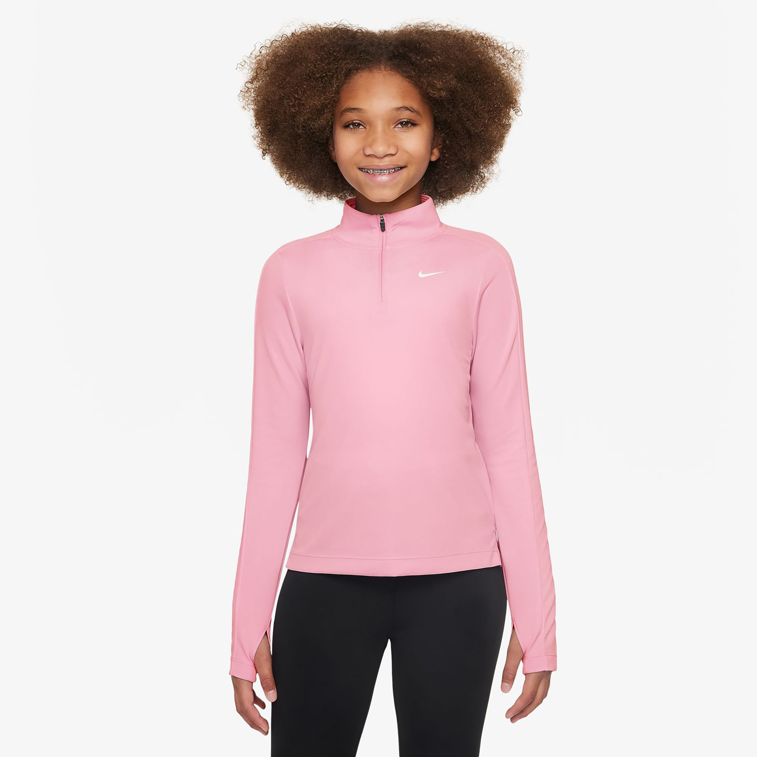 Nike Dri - Fit Half Zip Longsleeve Mädchen Rosa