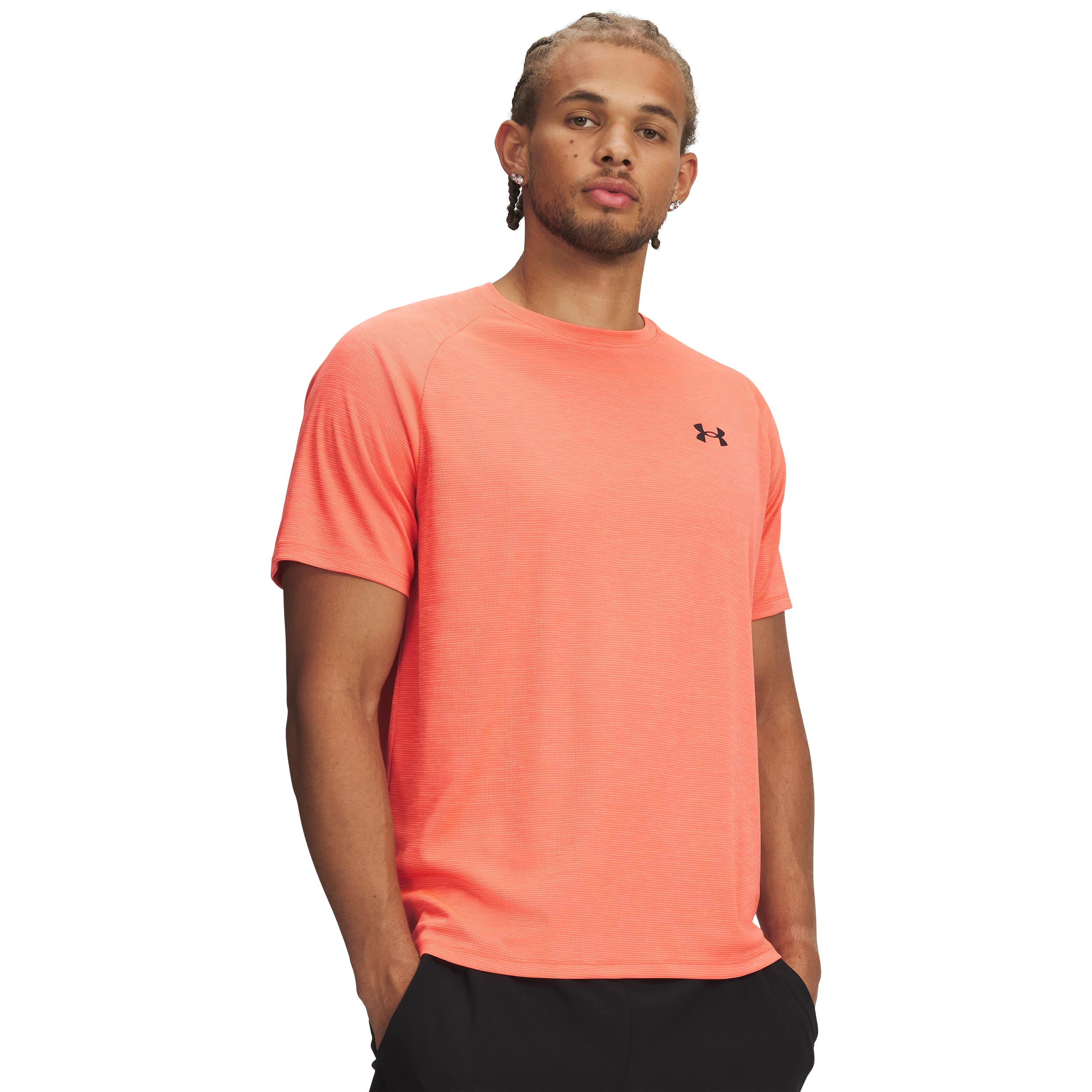 Under Armour Tech Textured T - Shirt Herren Rot, Schwarz