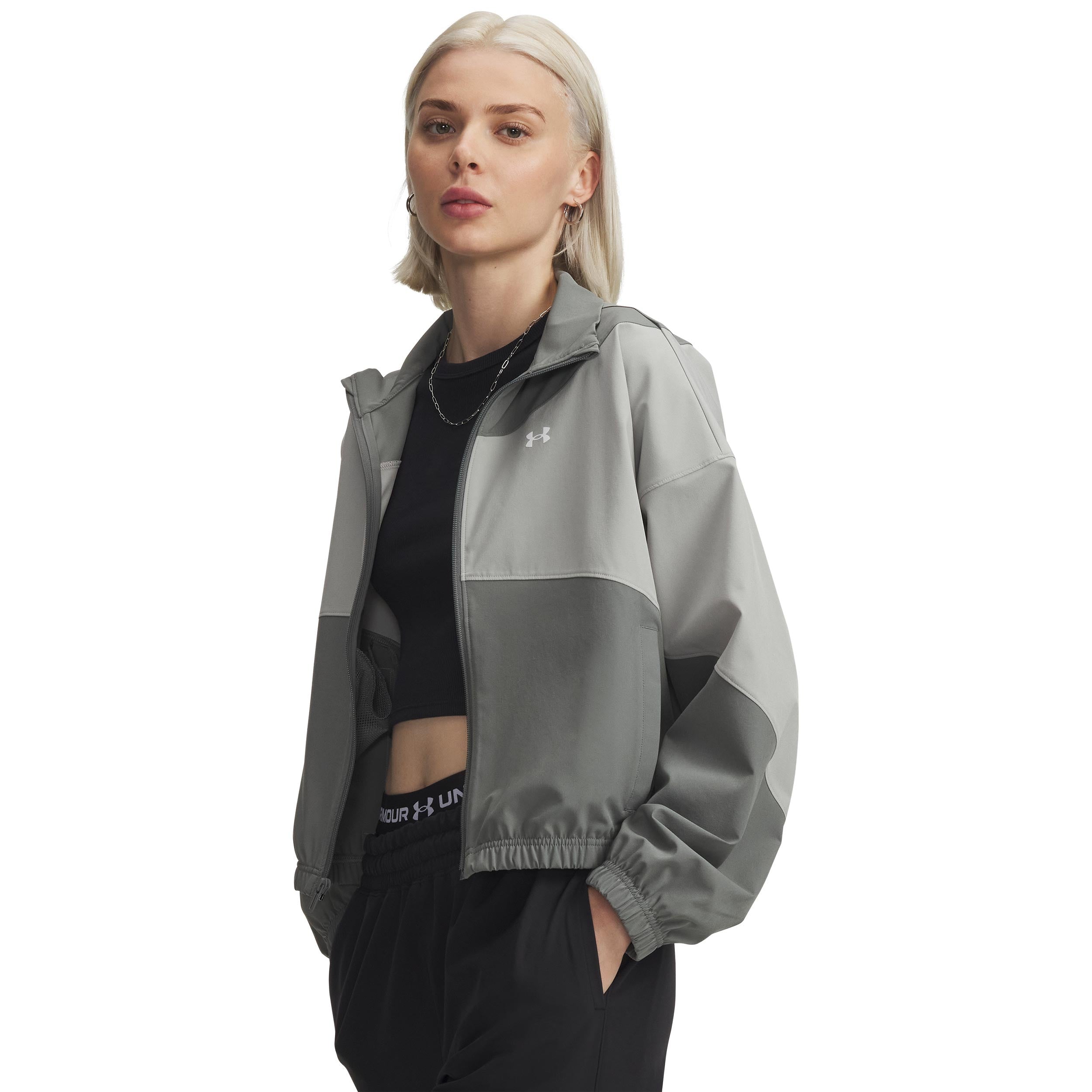 Under Armour Rival Woven Trainingsjacke Damen - Grün, Weiß