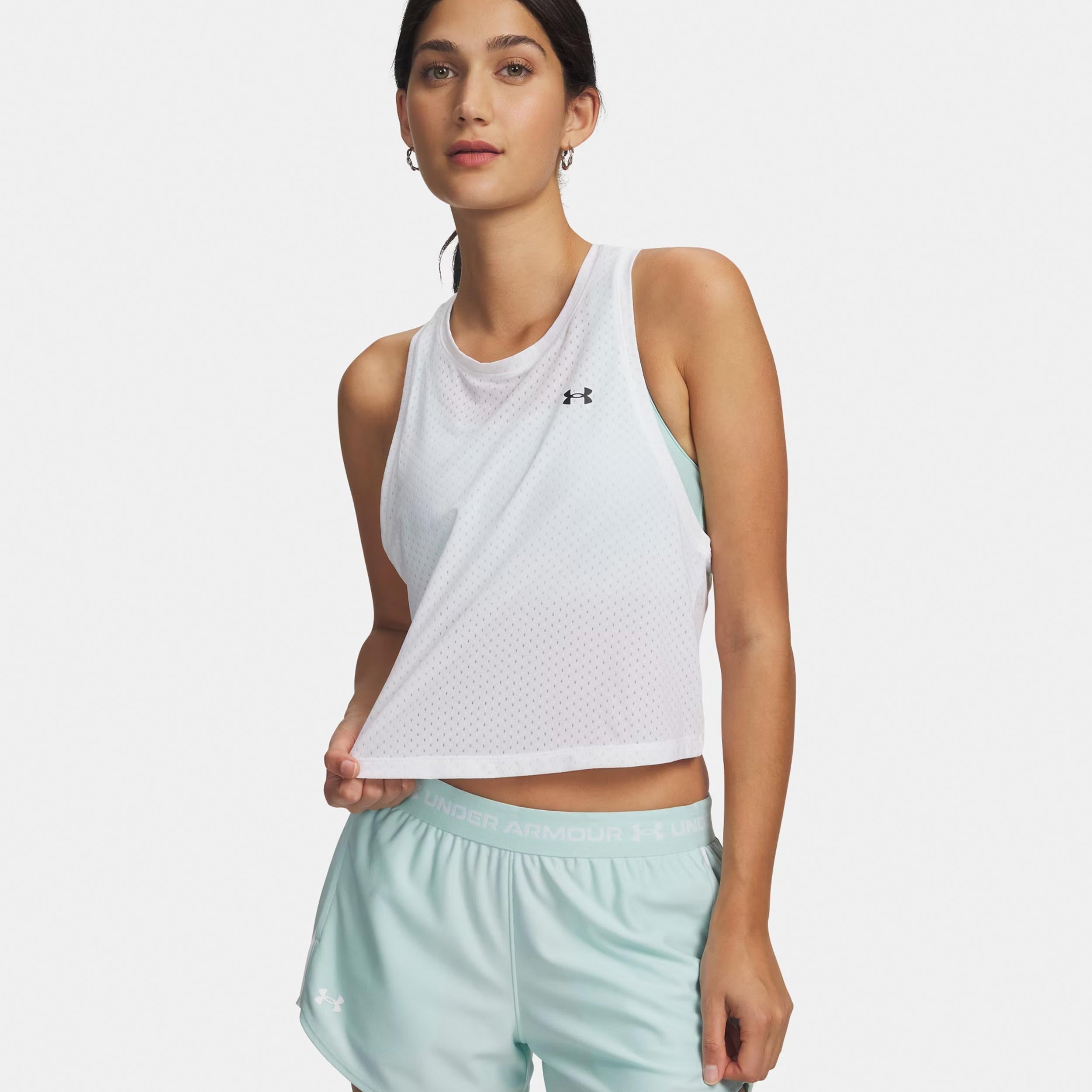 Under Armour Tech Sport Mesh Crop Tank - Top Damen Weiß, Schwarz