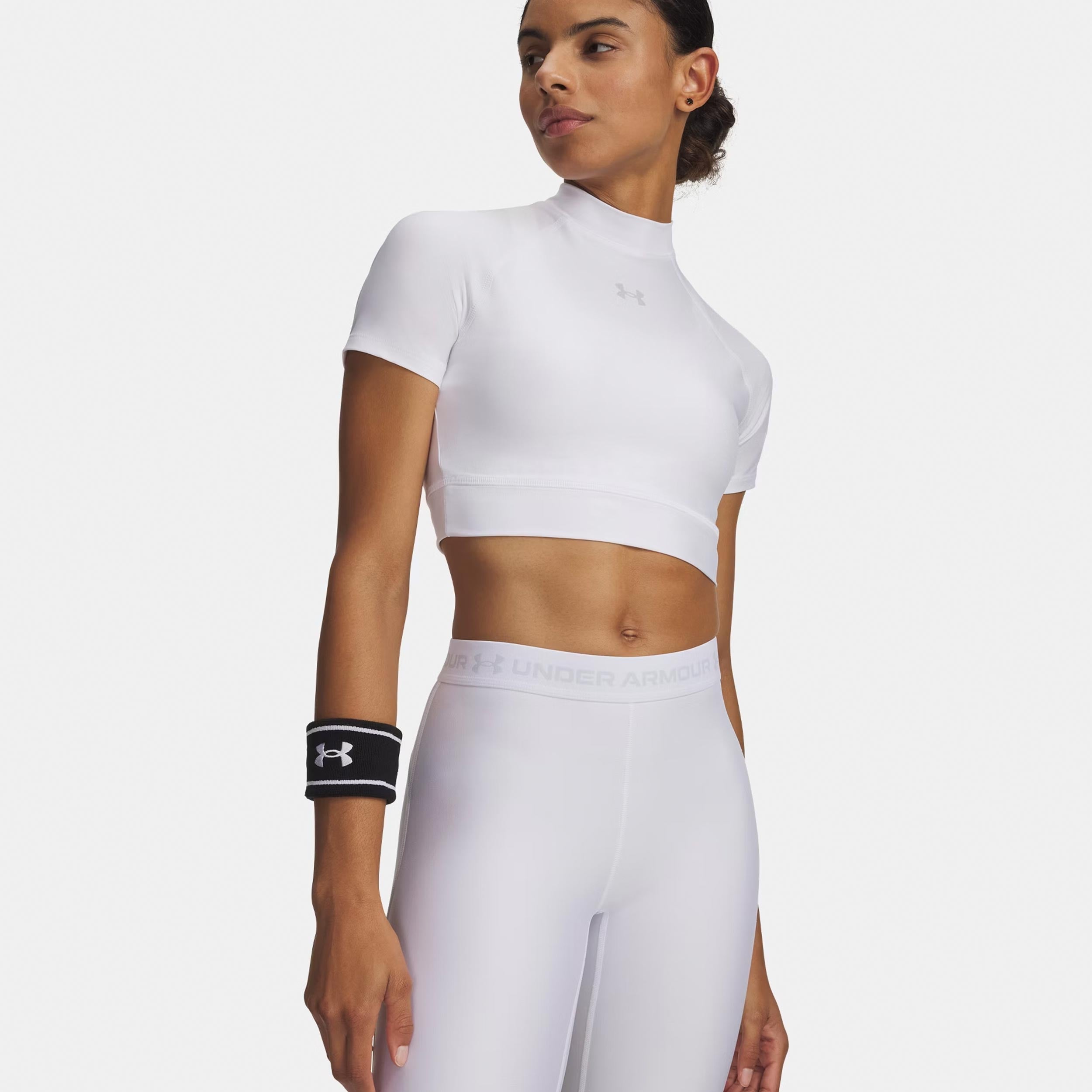 Under Armour Heatgear Crop T - Shirt Damen Weiß, Grau