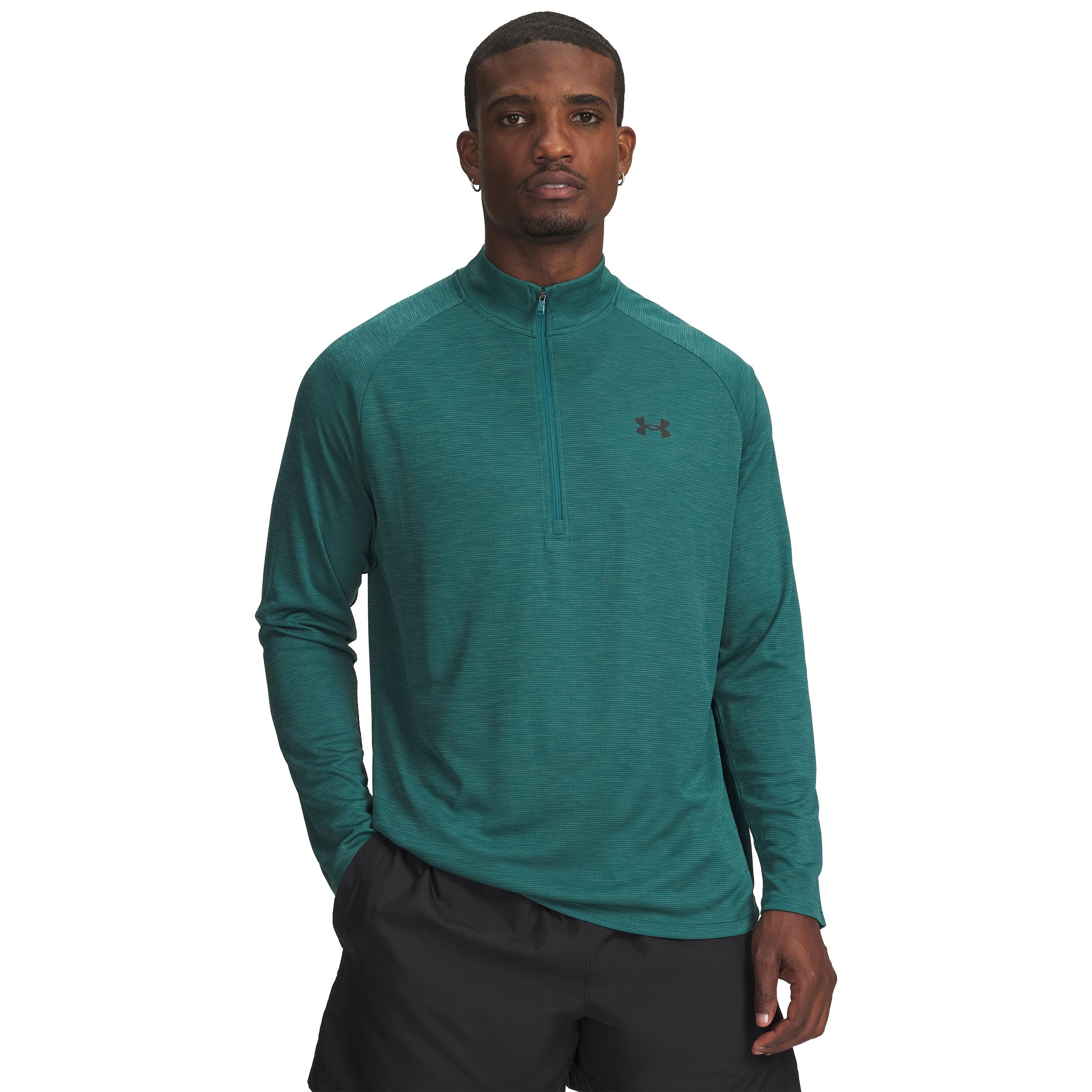Under Armour Tech Textured Half - Zip Longsleeve Herren Grün, Schwarz