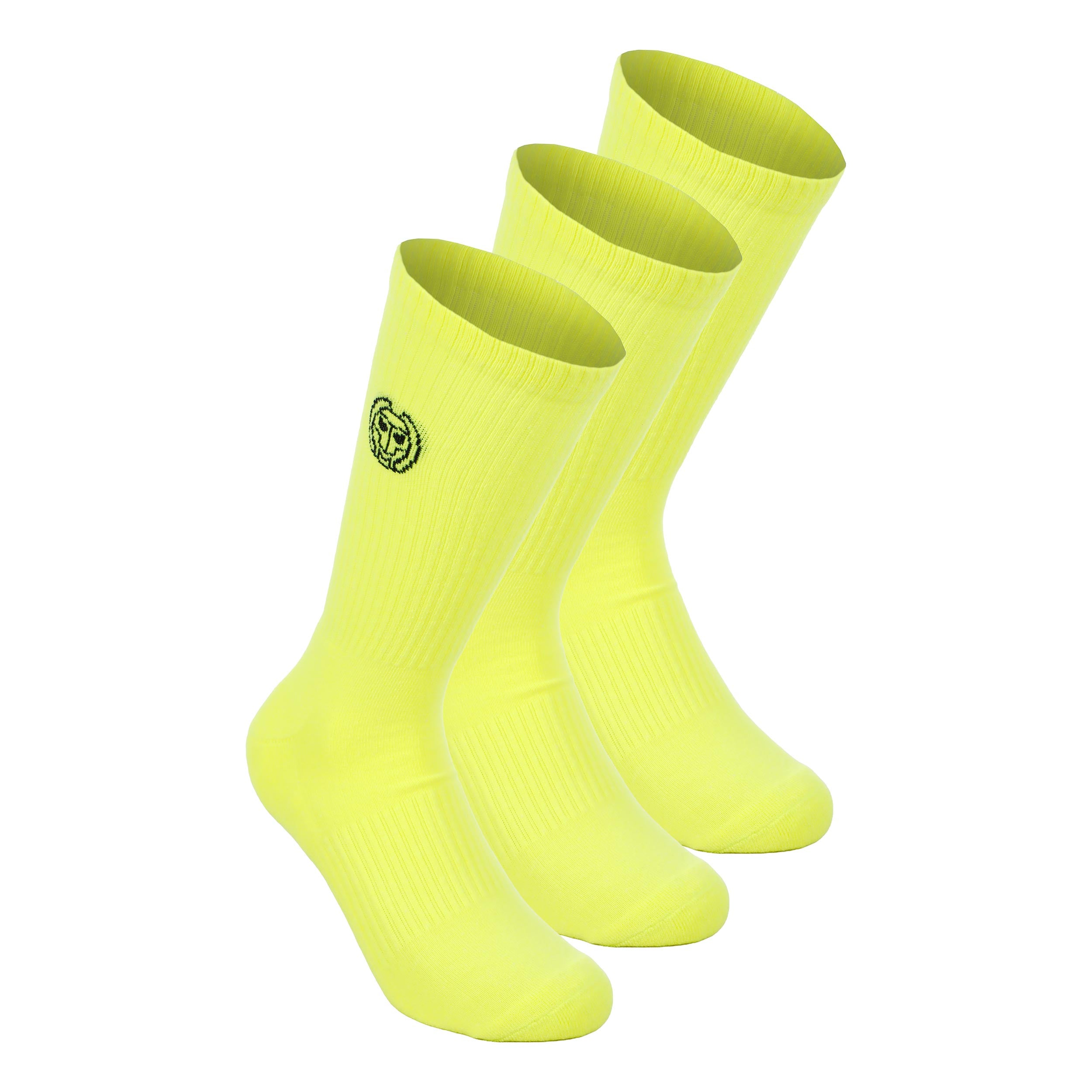 Bidi Badu Crew Performance Tennis Socks 3 Pack - Neon Yellow