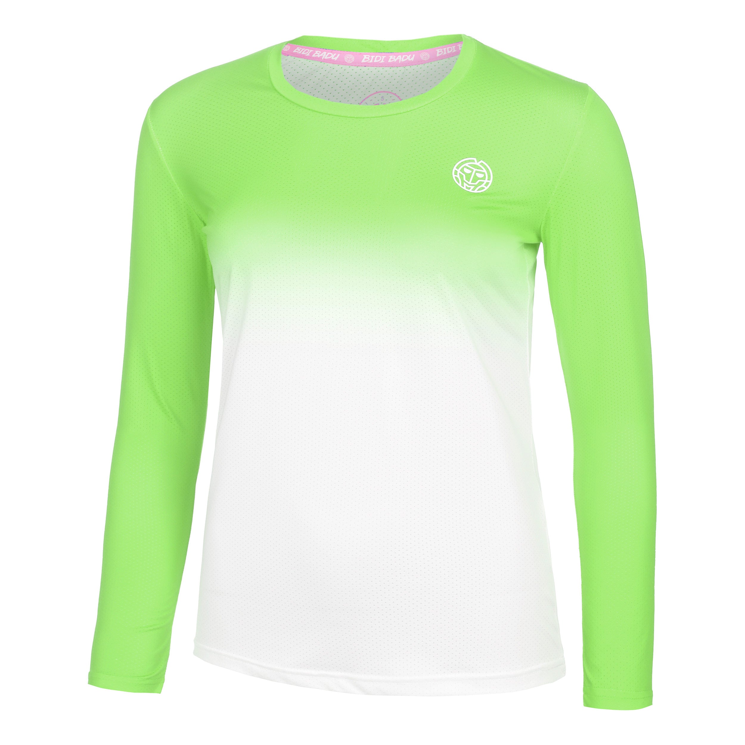 Bidi Badu Crew Gradiant Longsleeve Damen - Neongrün, Weiß