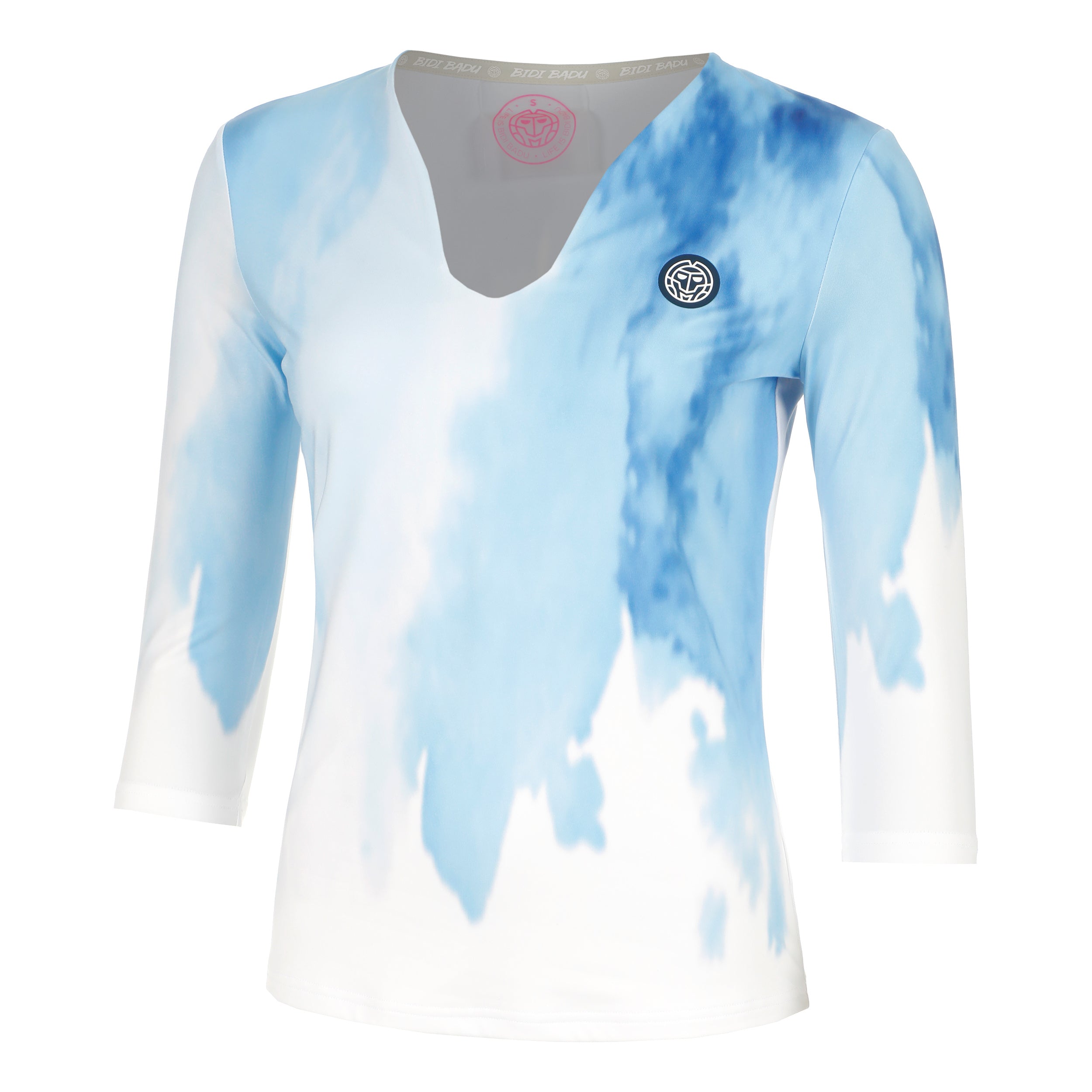 Bidi Badu Watercolour V - Neck Longsleeve Damen Weiß, Blau