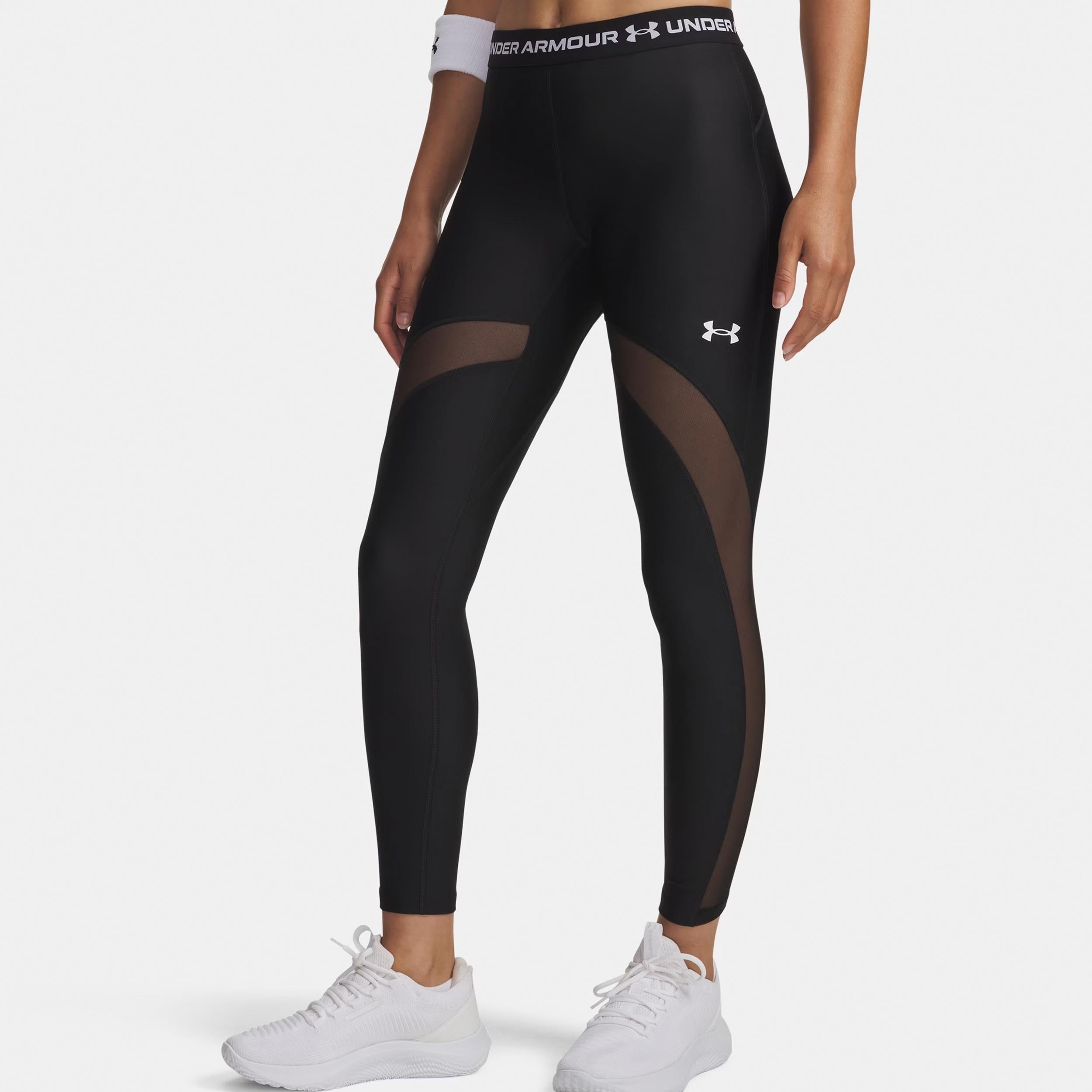 Under Armour Heatgear Mesh Tight Damen - Schwarz, Weiß