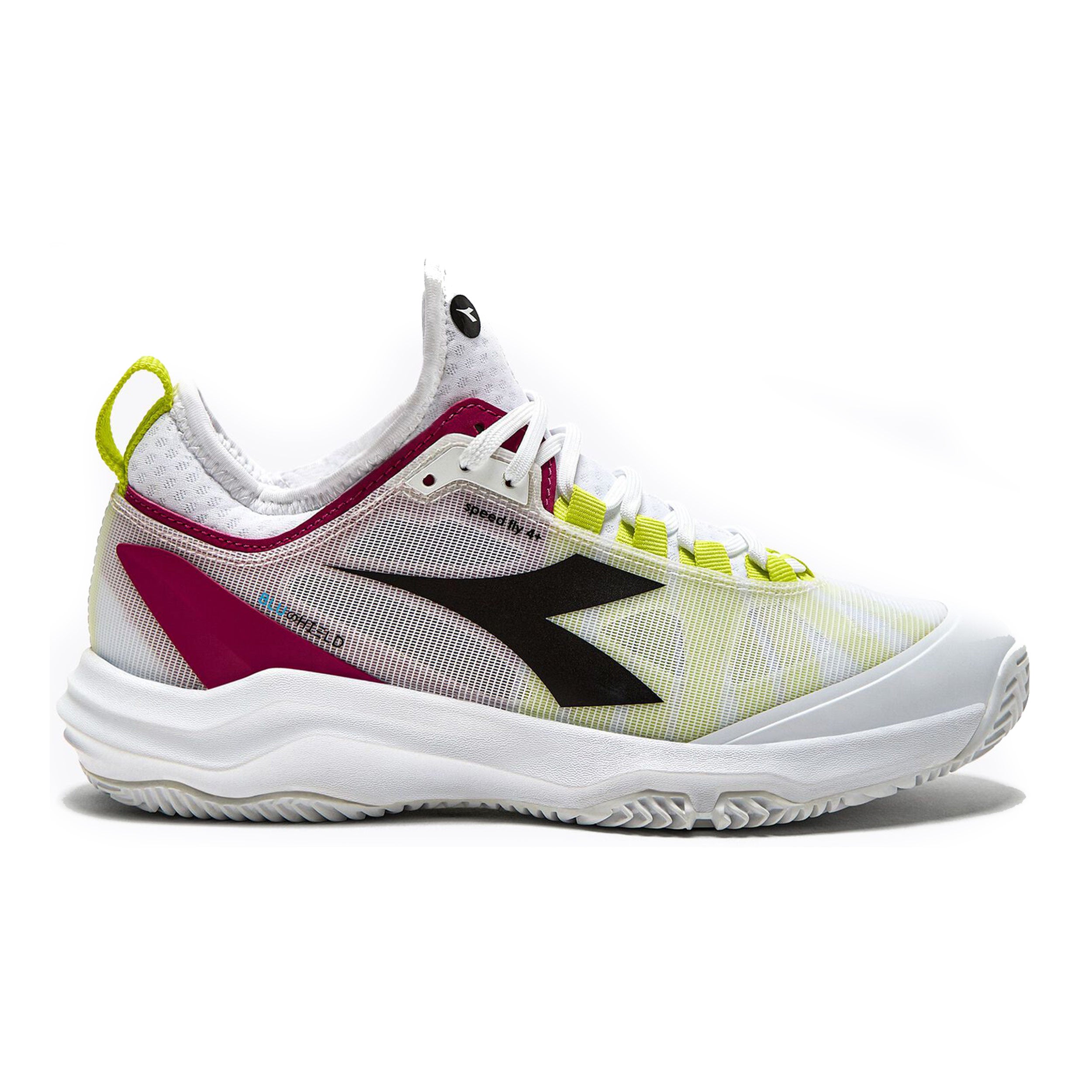 Diadora Speed Blushield Fly 4+ Sandplatzschuh Damen - Weiß, Neongelb