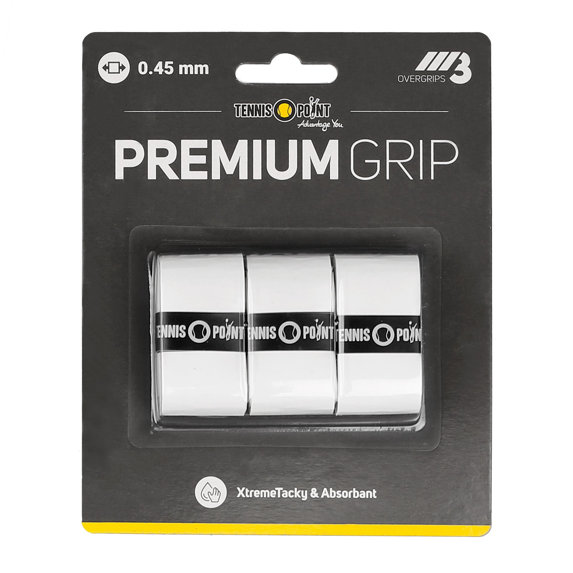 Tennis - Point Premium Grip 3er Pack Weiß