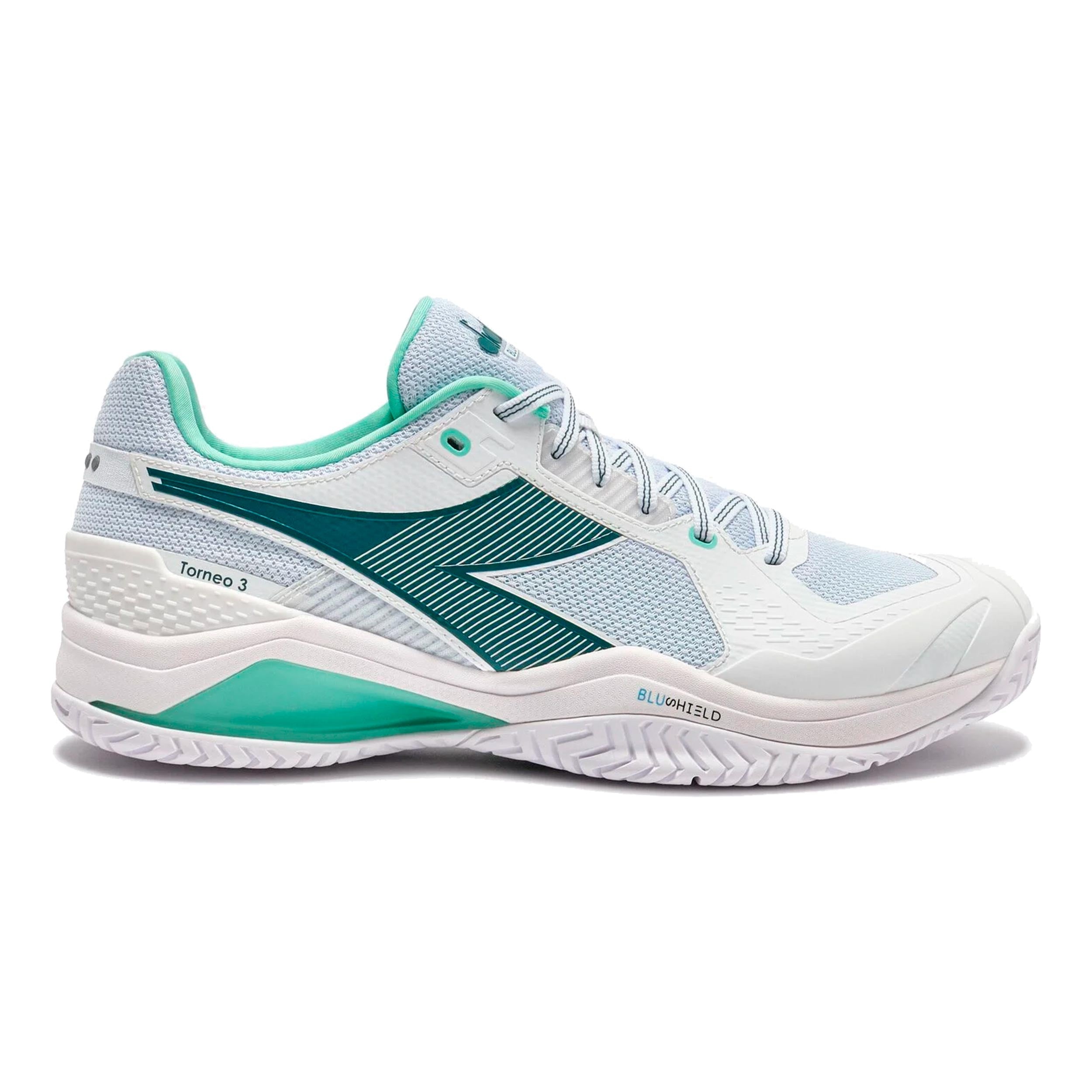 Diadora Blushield Torneo 3 Allcourtschuh Herren - Weiß, Petrol