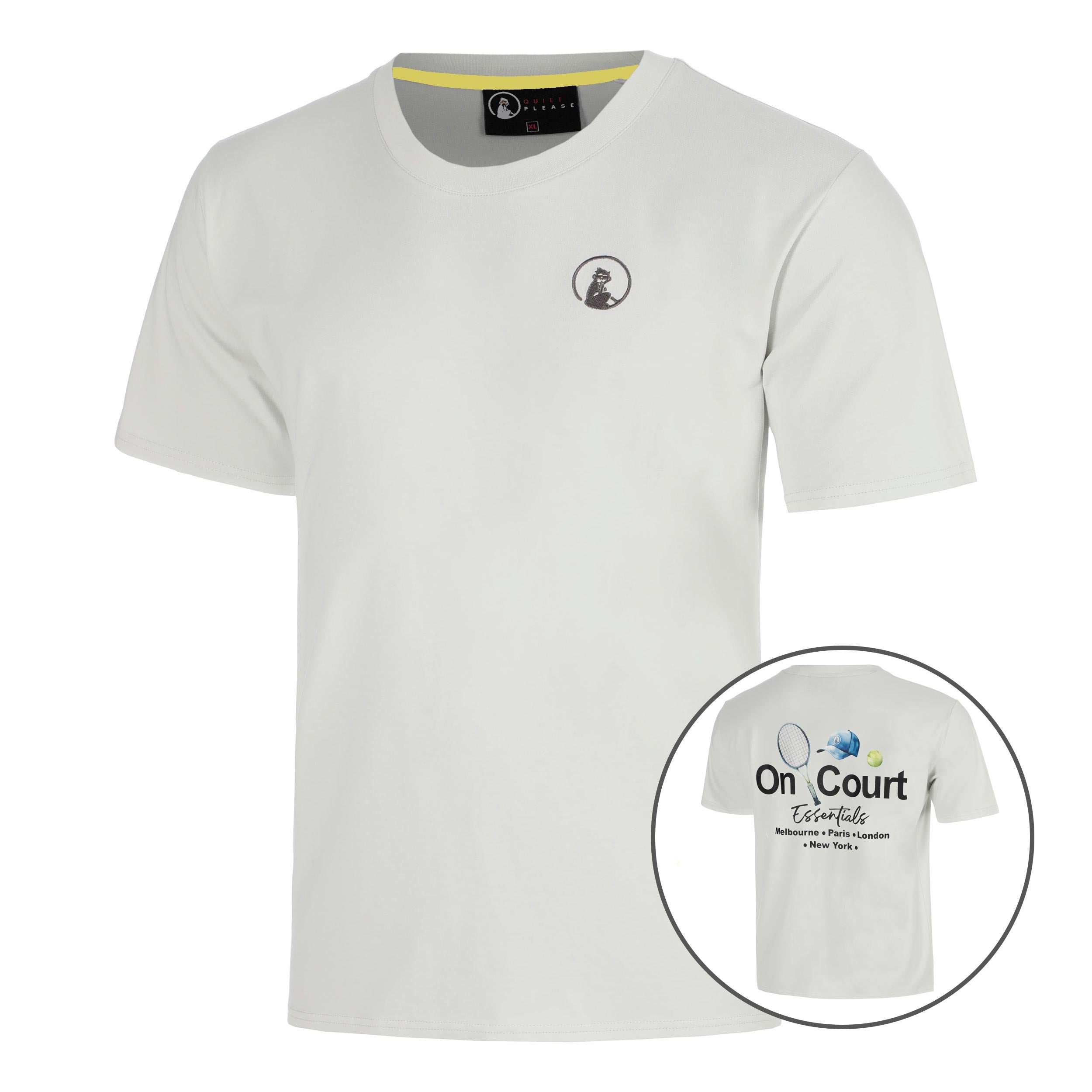 Quiet Please Crush On Court Essentials T - Shirt Herren Hellgrau, Schwarz