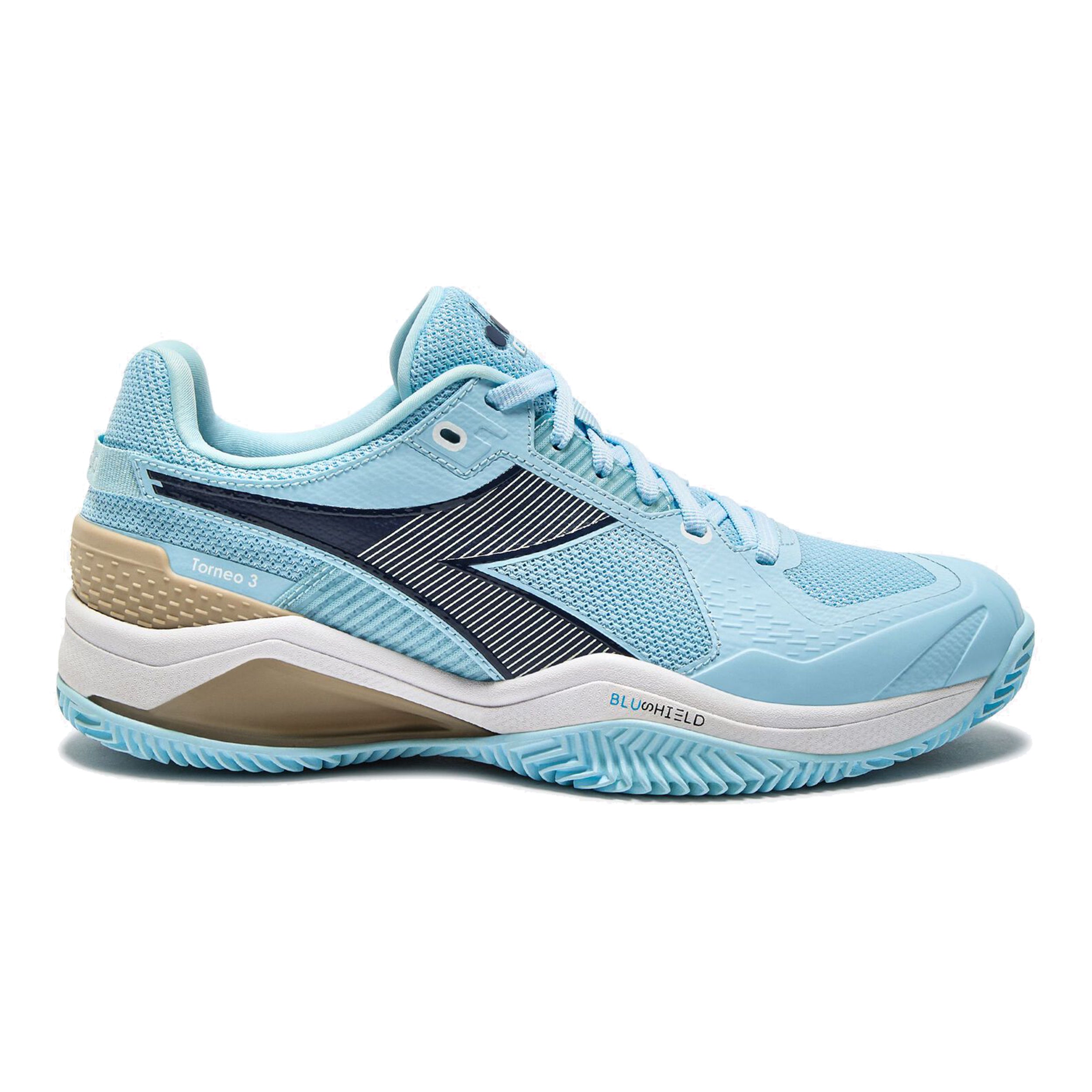 Diadora Blushield Torneo 3 Sandplatzschuh Damen - Hellblau, Dunkelblau