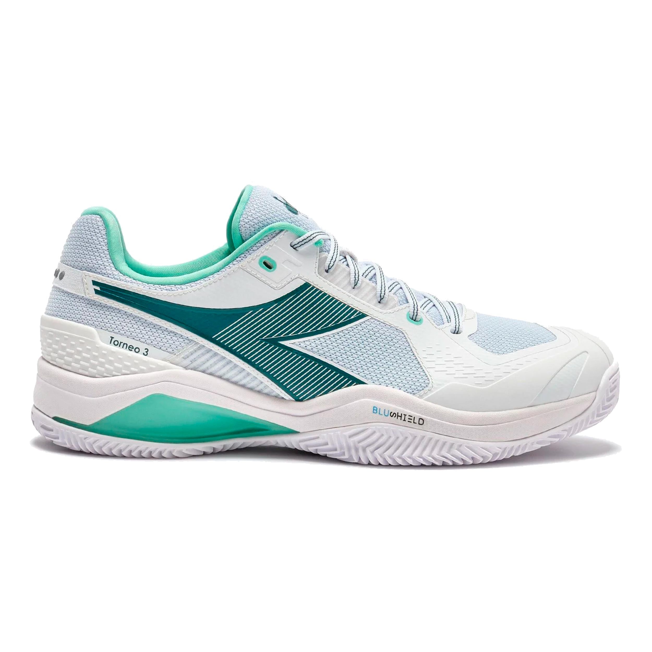 Diadora Blushield Torneo 3 Sandplatzschuh Herren - Weiß, Petrol
