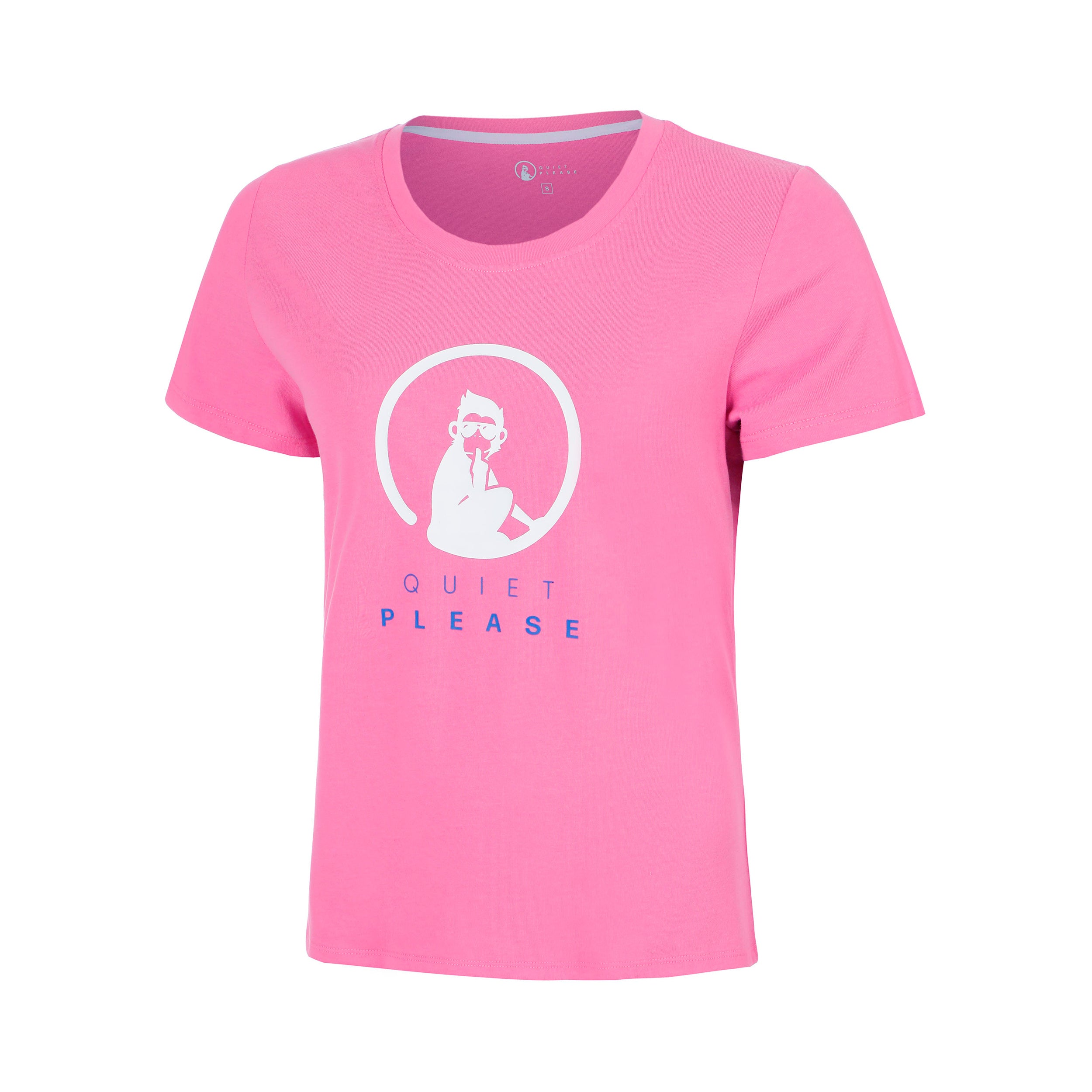 Quiet Please Baseline Logo T - Shirt Mädchen Pink, Weiß