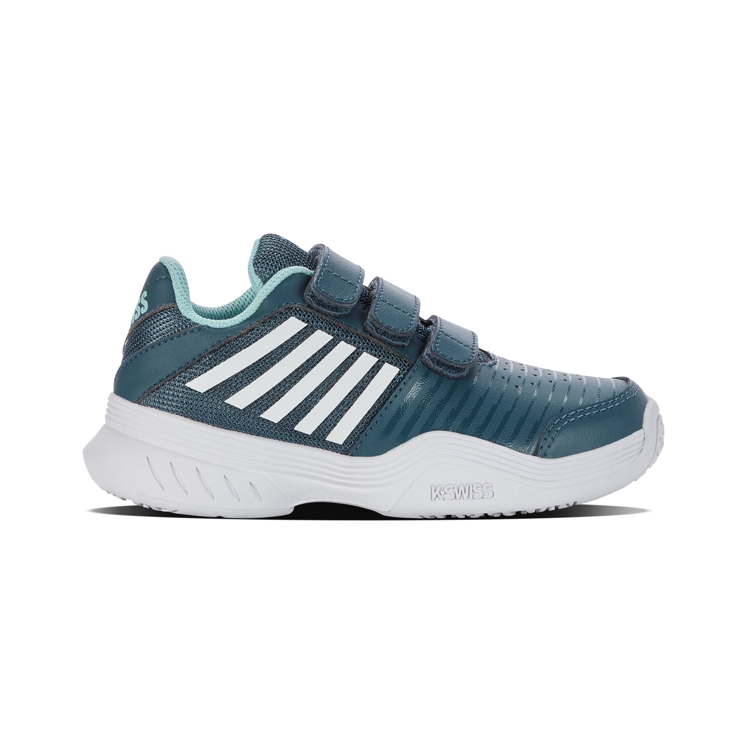 K - Swiss Court Express Strap Omni Allcourtschuh Kinder Petrol, Weiß