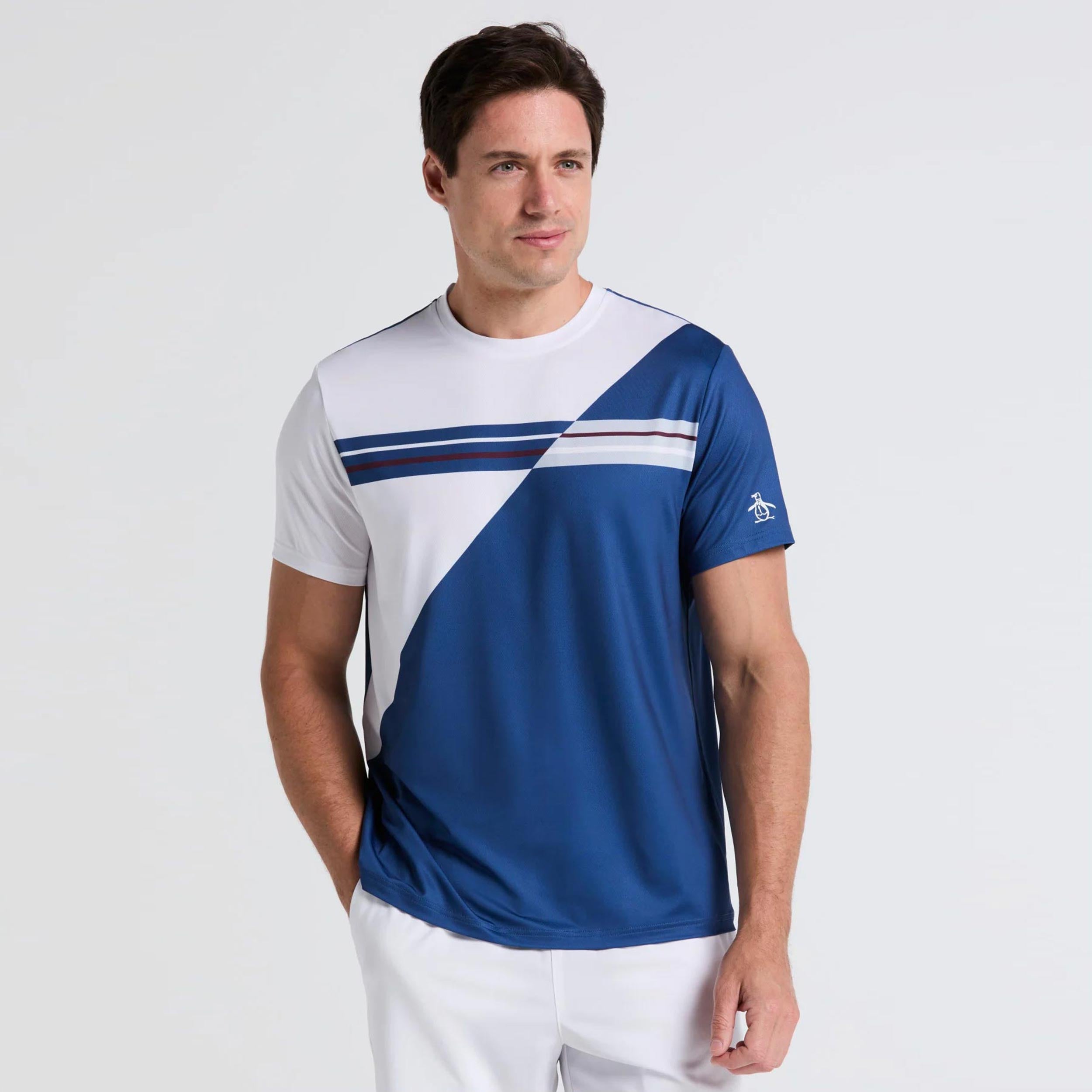 Original Penguin Performance Crew T - Shirt Herren Blau, Weiß