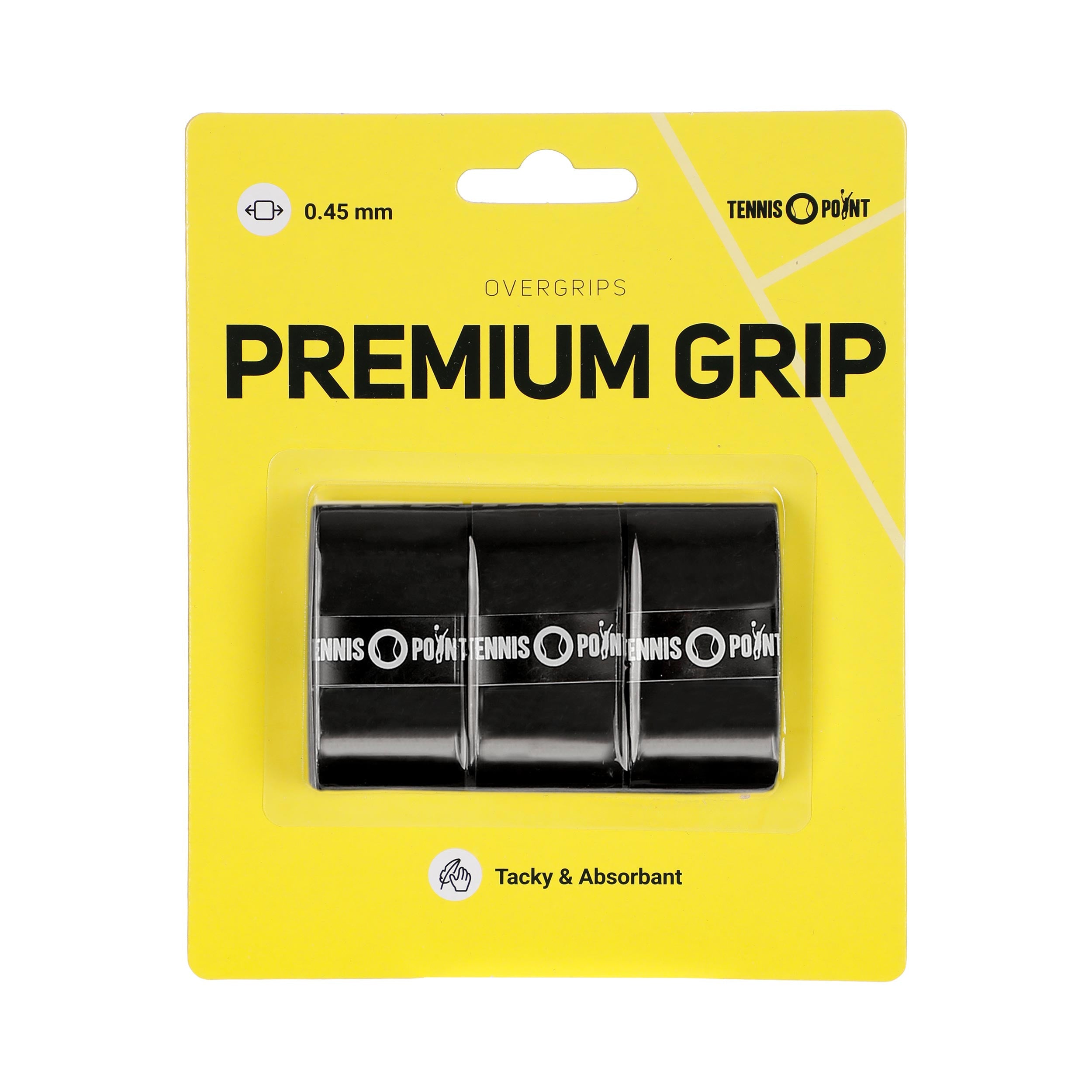 Tennis - Point Premium Grip 3er Pack Schwarz