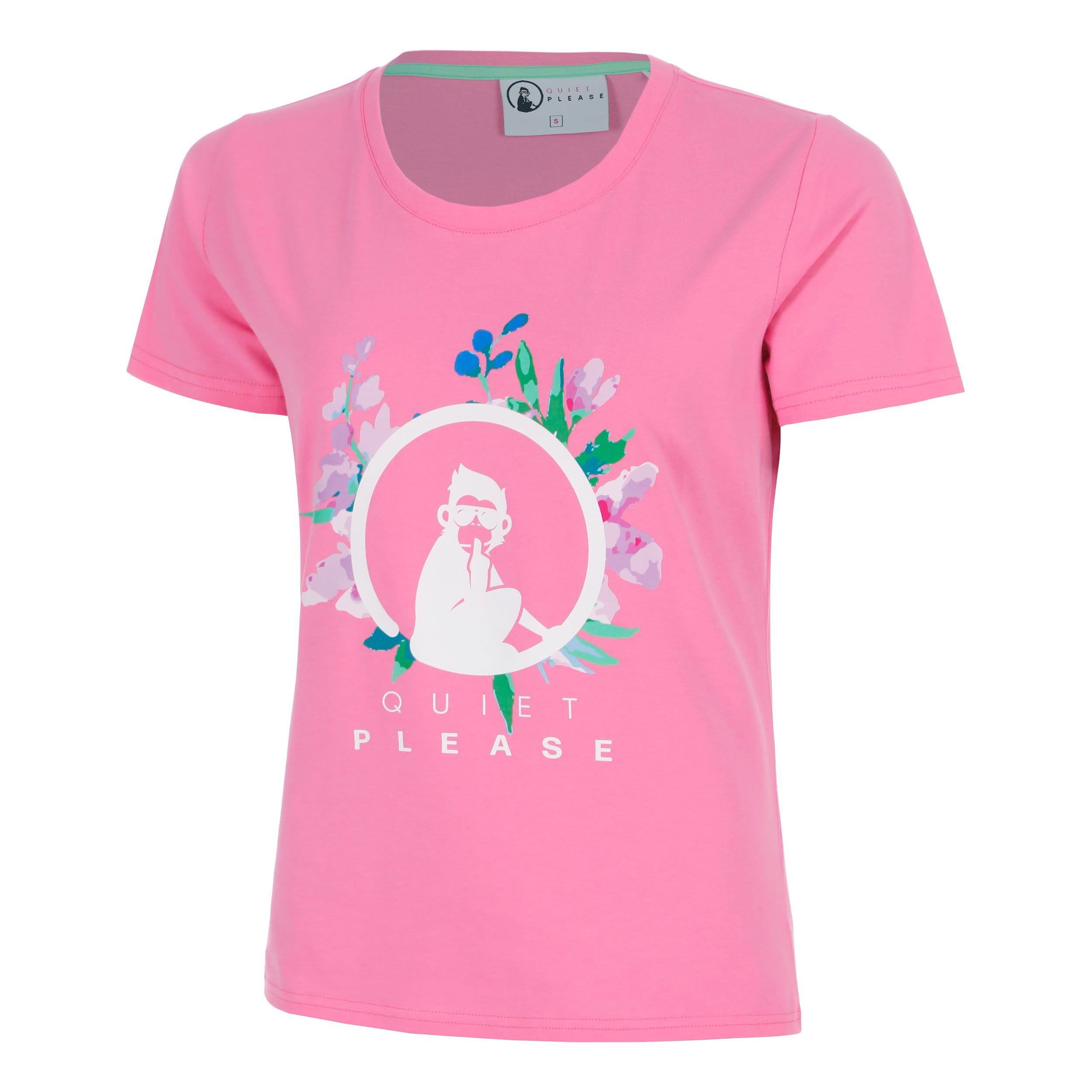 Quiet Please Joy Flower Logo T - Shirt Damen Pink, Weiß