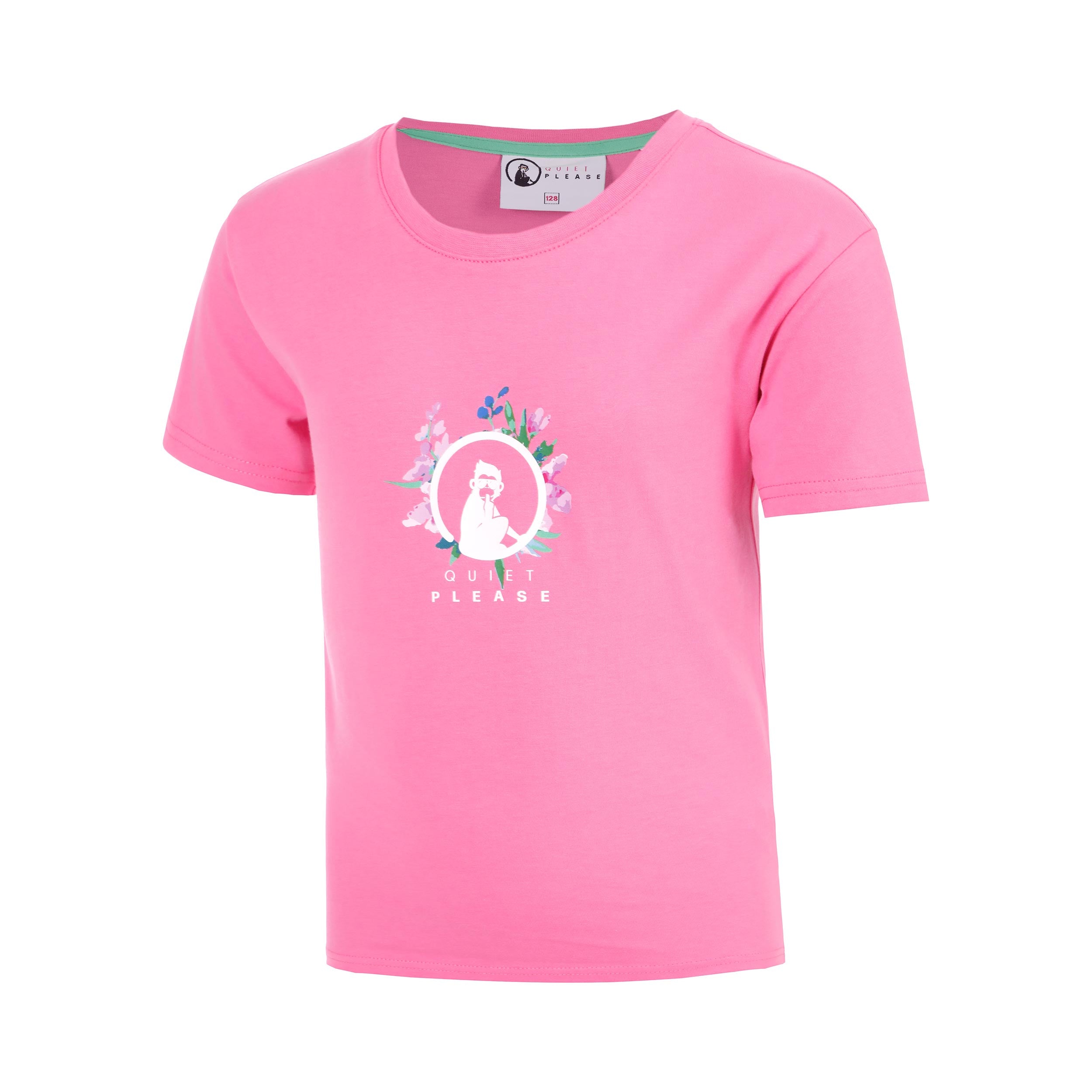 Quiet Please Joy Flower Logo T - Shirt Mädchen Pink, Weiß