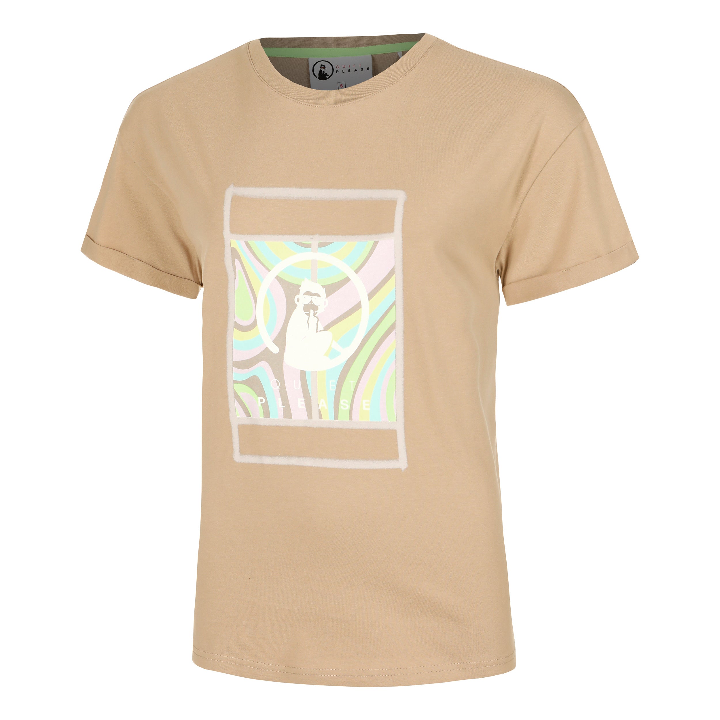 Quiet Please Wild Swirl Court T - Shirt Damen Beige, Mehrfarbig