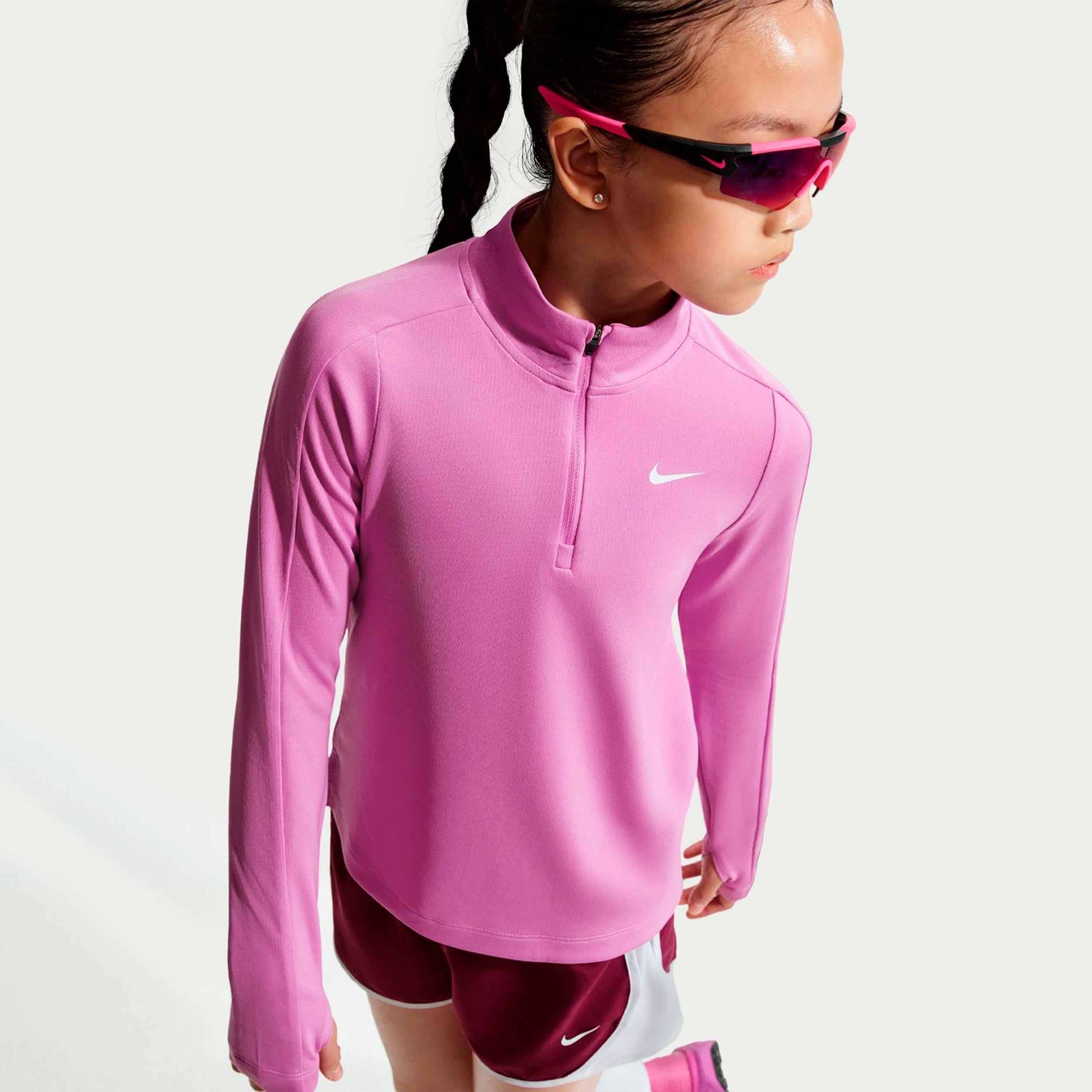 Nike Dri - Fit Half Zip Longsleeve Mädchen Flieder, Weiß