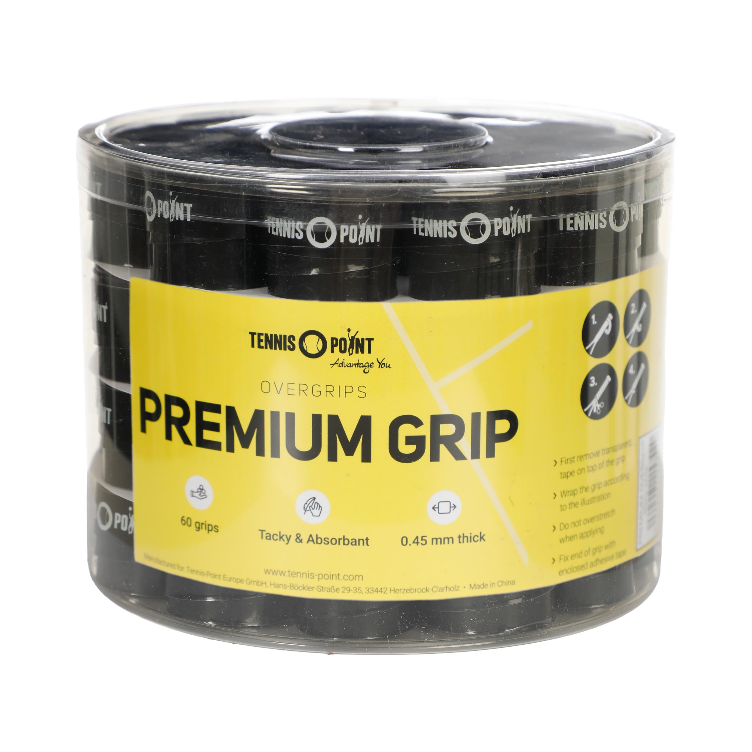 Tennis - Point Premium Grip 60er Pack Schwarz