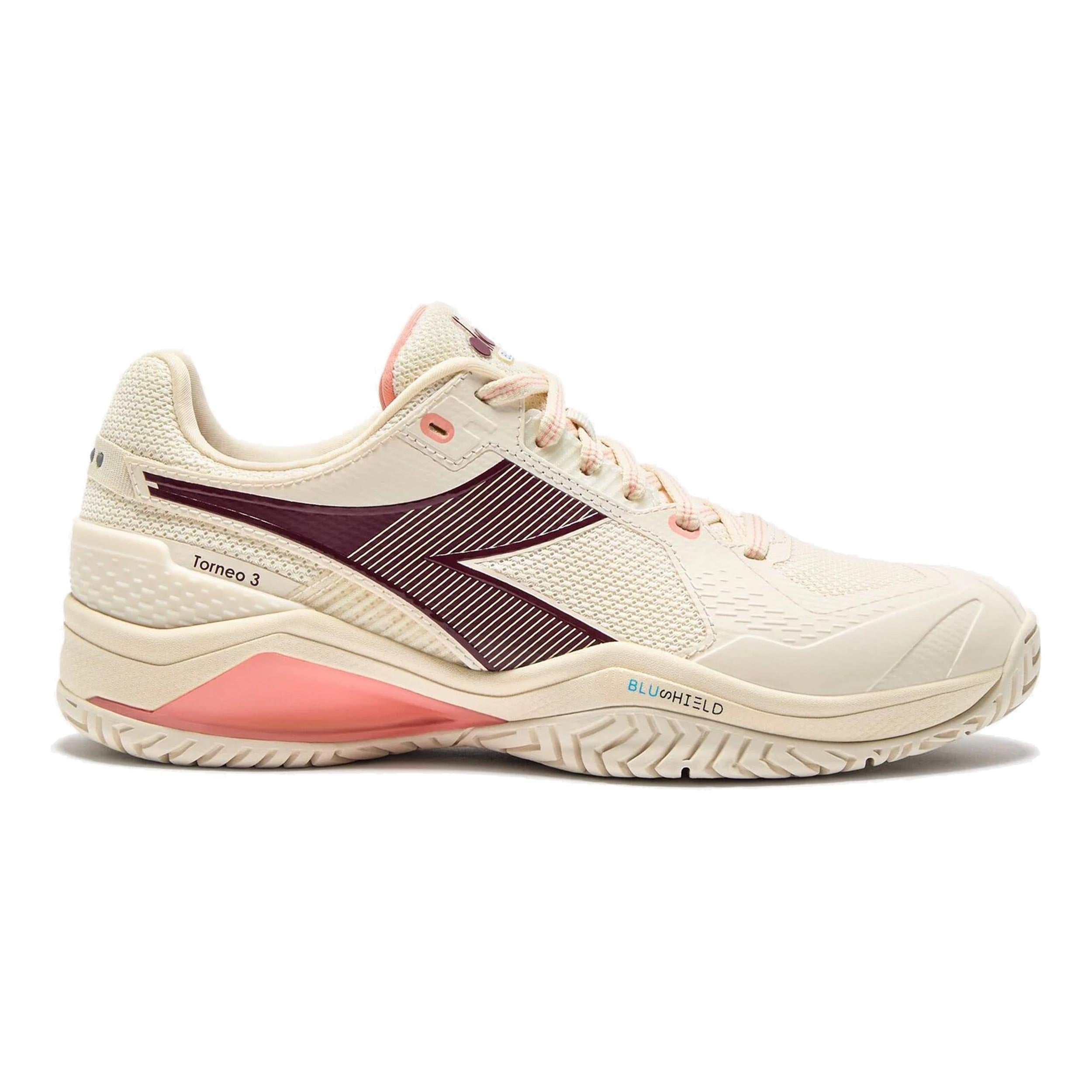 Diadora Blushield Torneo 3 Allcourtschuh Damen - Weiß, Dunkelrot
