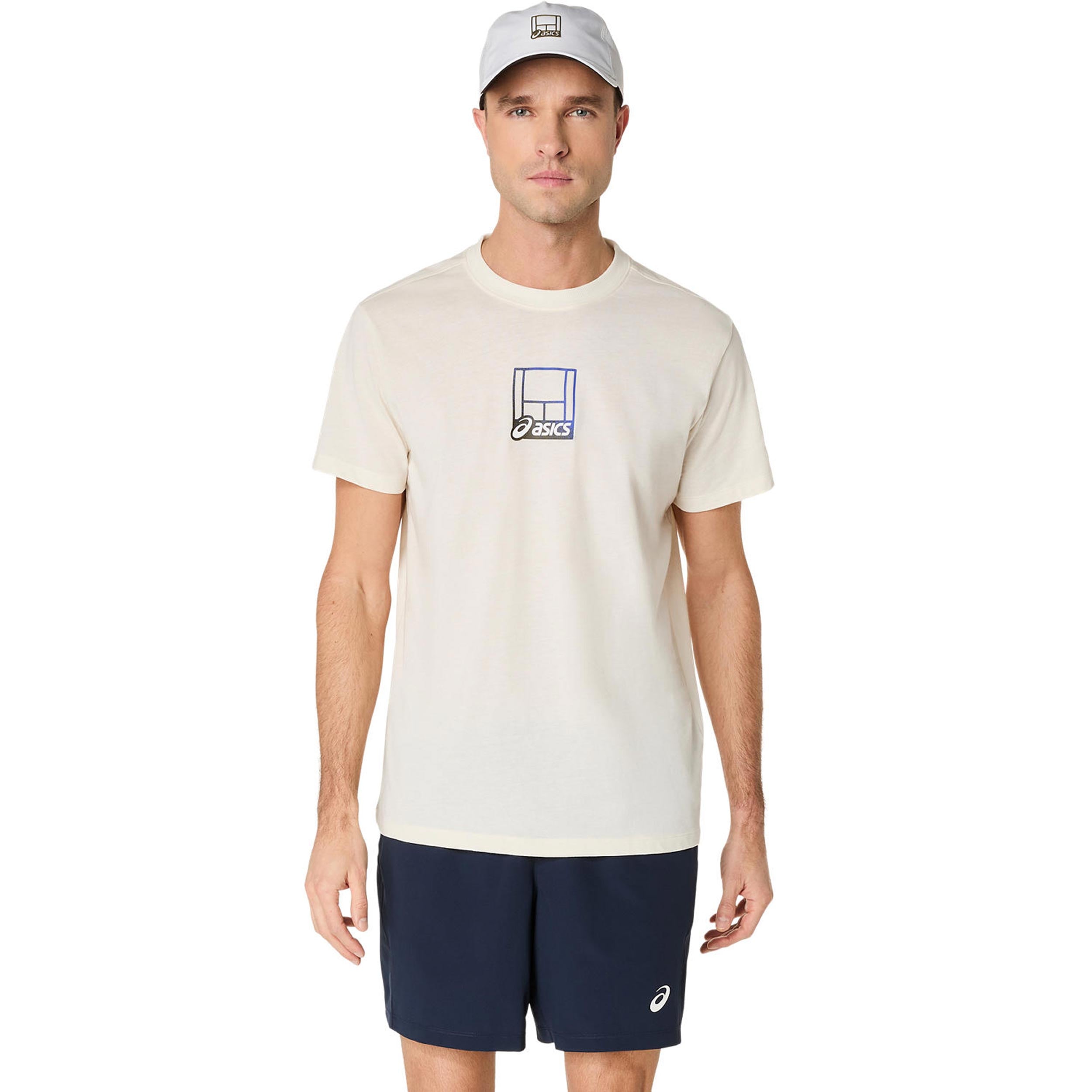 Asics Court Core Graphic T - Shirt Herren Creme