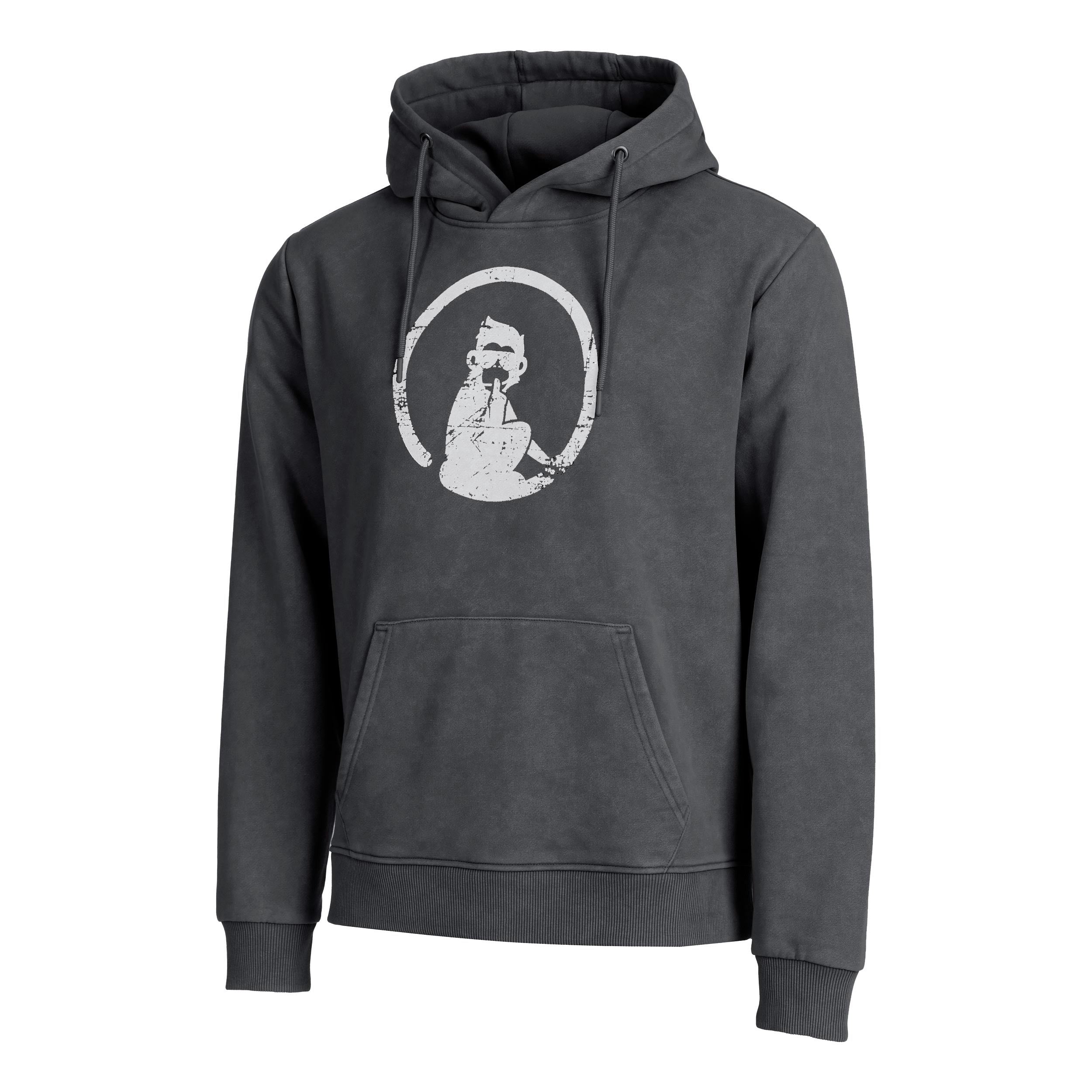 Quiet Please Endlessly Washed Out Loose Fit Hoody Herren - Anthrazit, Weiß