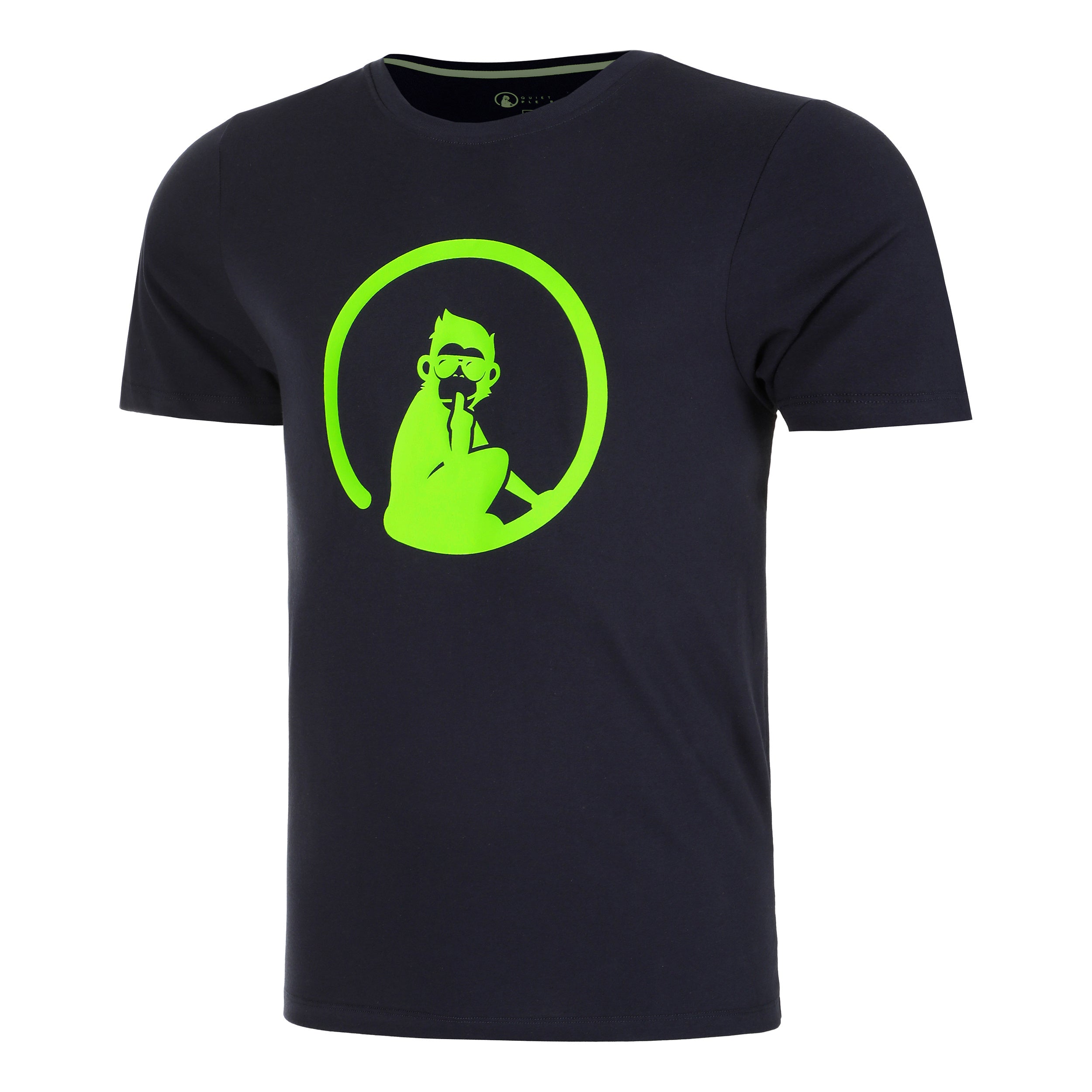 Quiet Please Wild Trainings T - Shirt Herren Dunkelblau, Neongrün