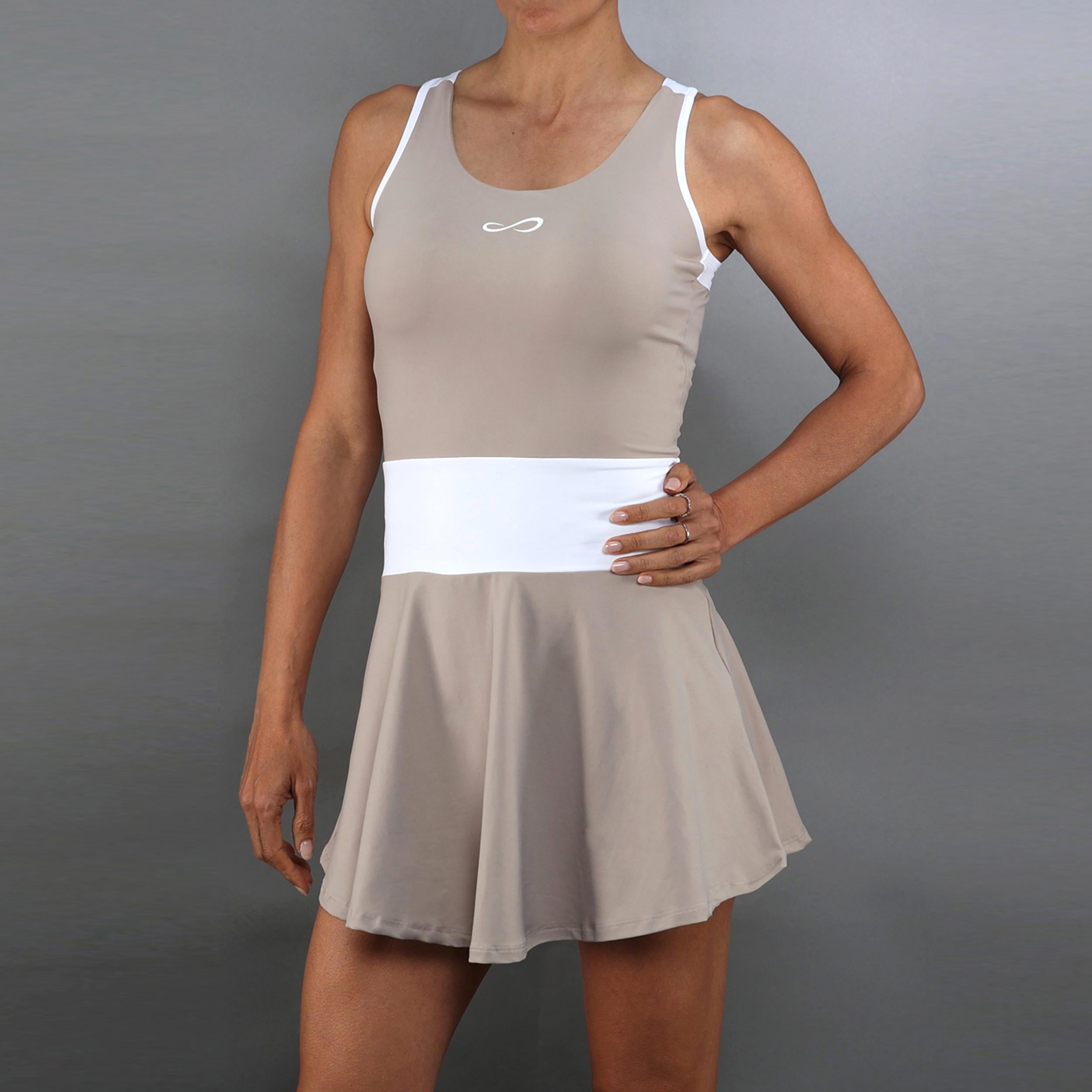 Endless Orbit Kleid Damen - Beige, Weiß