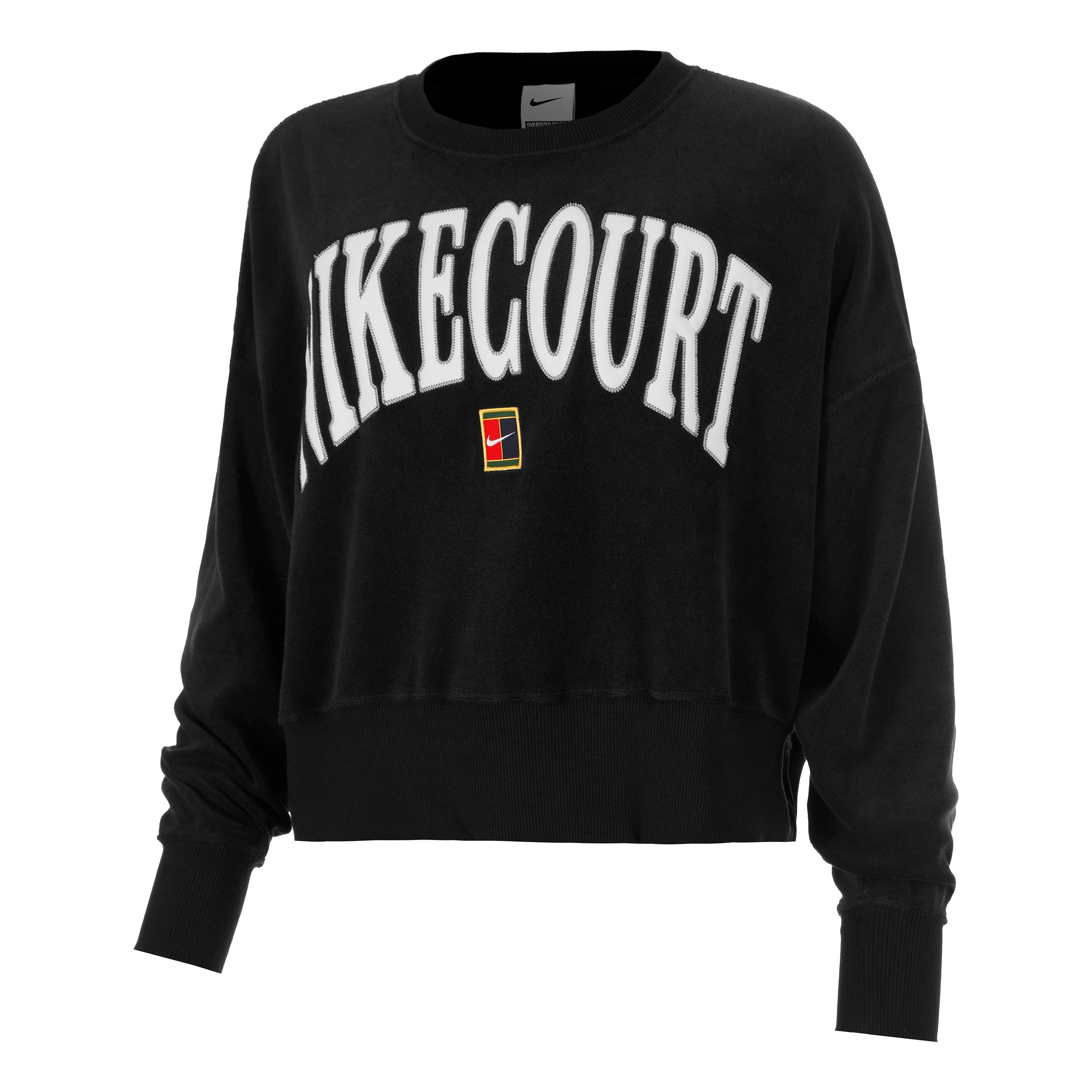 Nike Court Heritage Fleece Gfx Crew Sweatshirt Damen - Schwarz