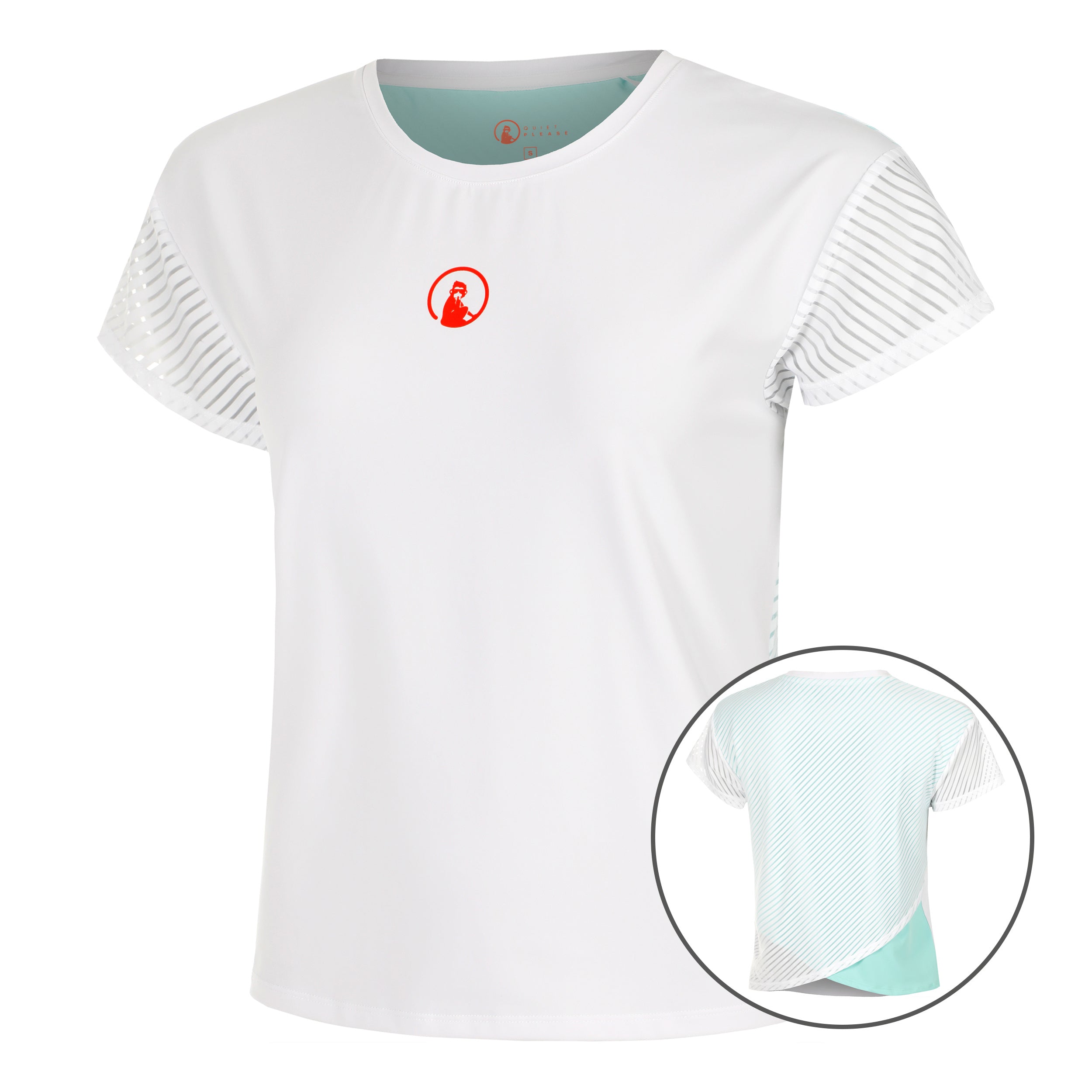 Quiet Please Wild Cross T - Shirt Damen Weiß, Türkis