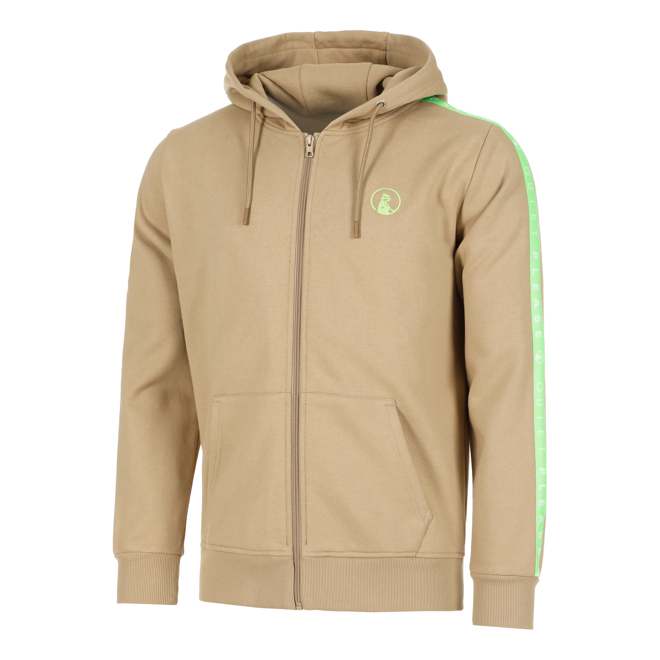 Quiet Please Wild Taped Zip Sweatjacke Herren - Beige, Neongrün