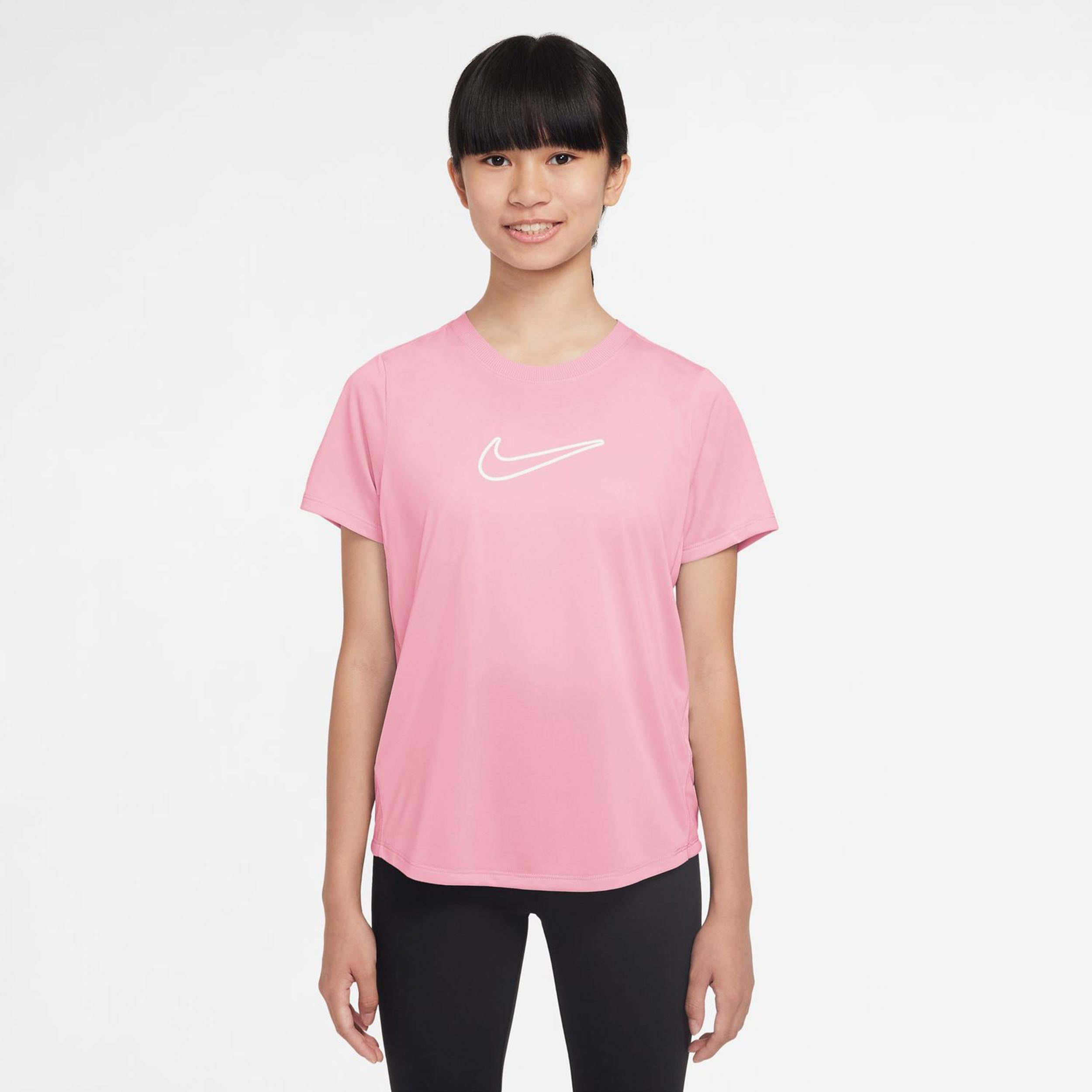 Nike Dri - Fit One T Shirt Mädchen Rosa, Weiß