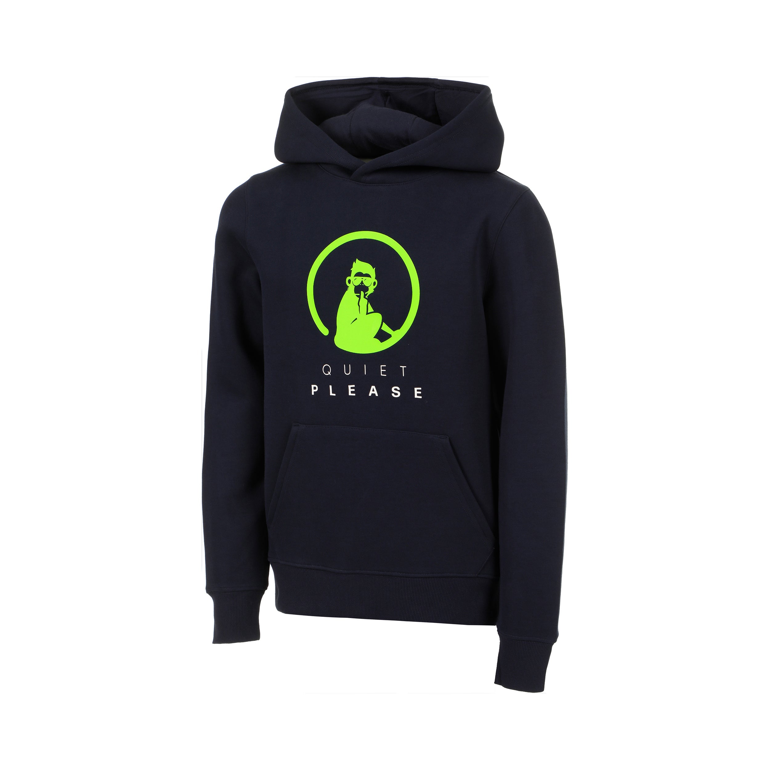 Quiet Please Wild Advantage Logo Hoody Jungen - Dunkelblau, Neongrün