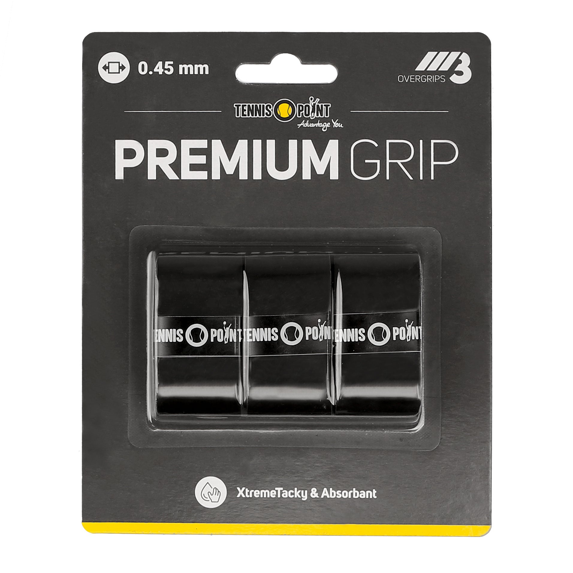 Tennis - Point Premium Grip 3er Pack Schwarz