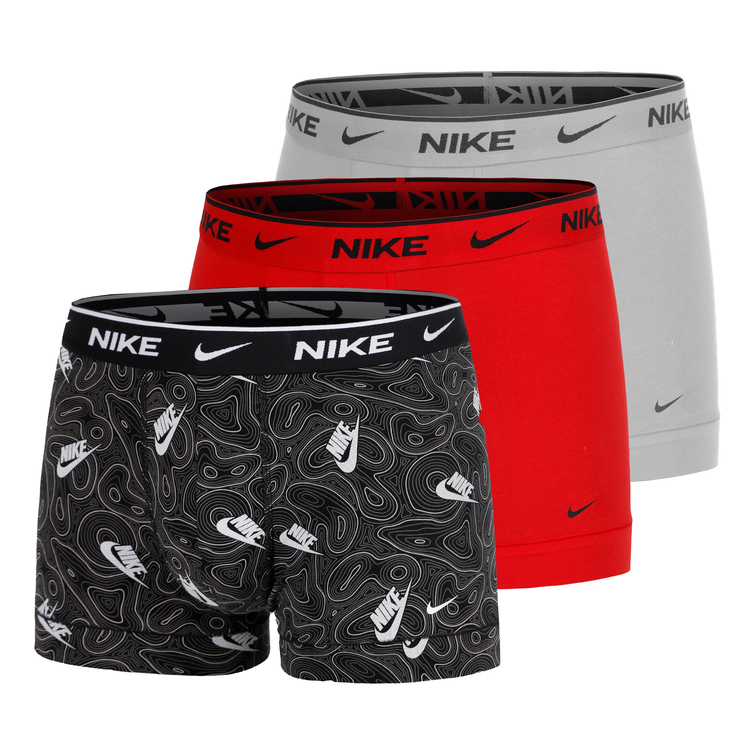 Nike Everyday Cotton Stretch Boxer Short 3er Pack Herren - Hellrot, Hellgrau