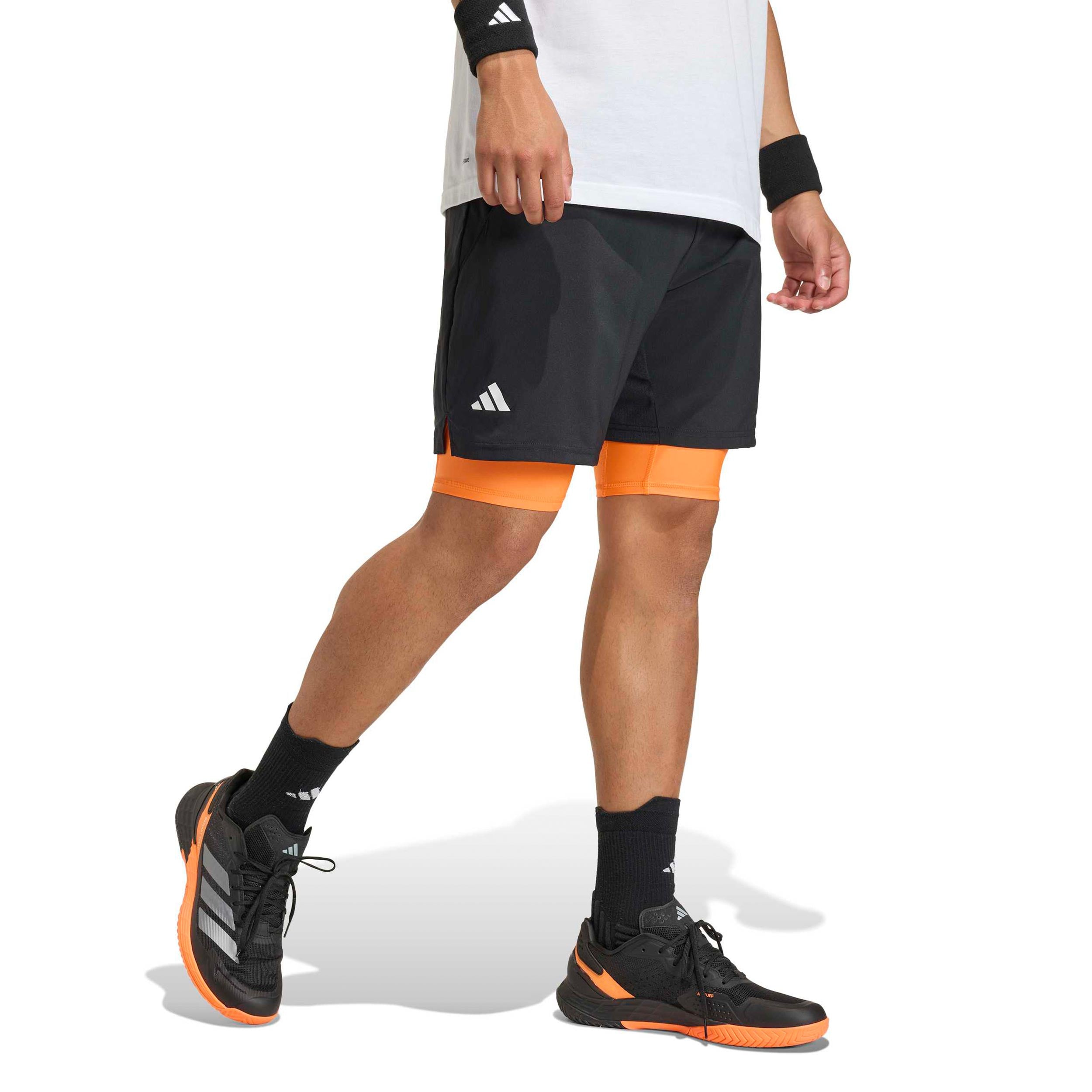 Adidas Club 2in1 Shorts Herren - Schwarz, Orange